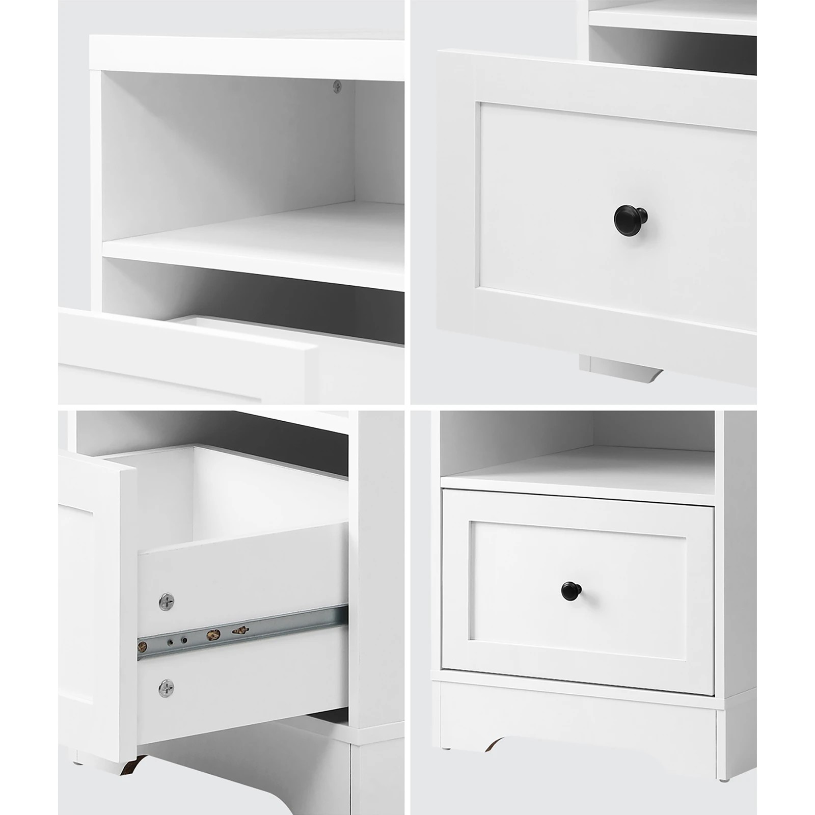 5 Oikiture 2PCS Bedside Tables Nightstand Hamptons Furniture - White, 5 of 8