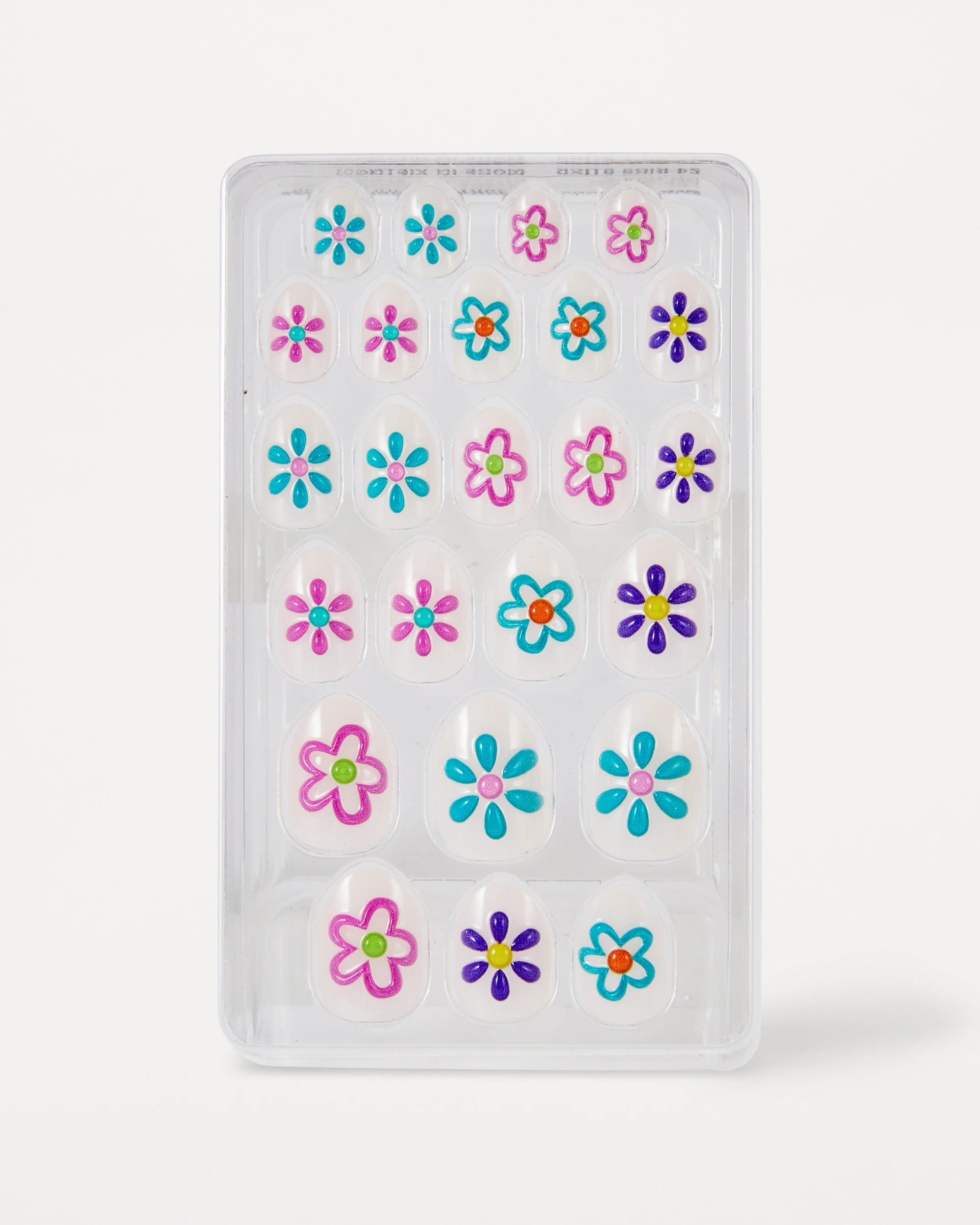 3 OXX Beauty 24 Pack Kids Pre-Glued Stick-On Nails - Almond Shape, Painted Flower, 3 of 4