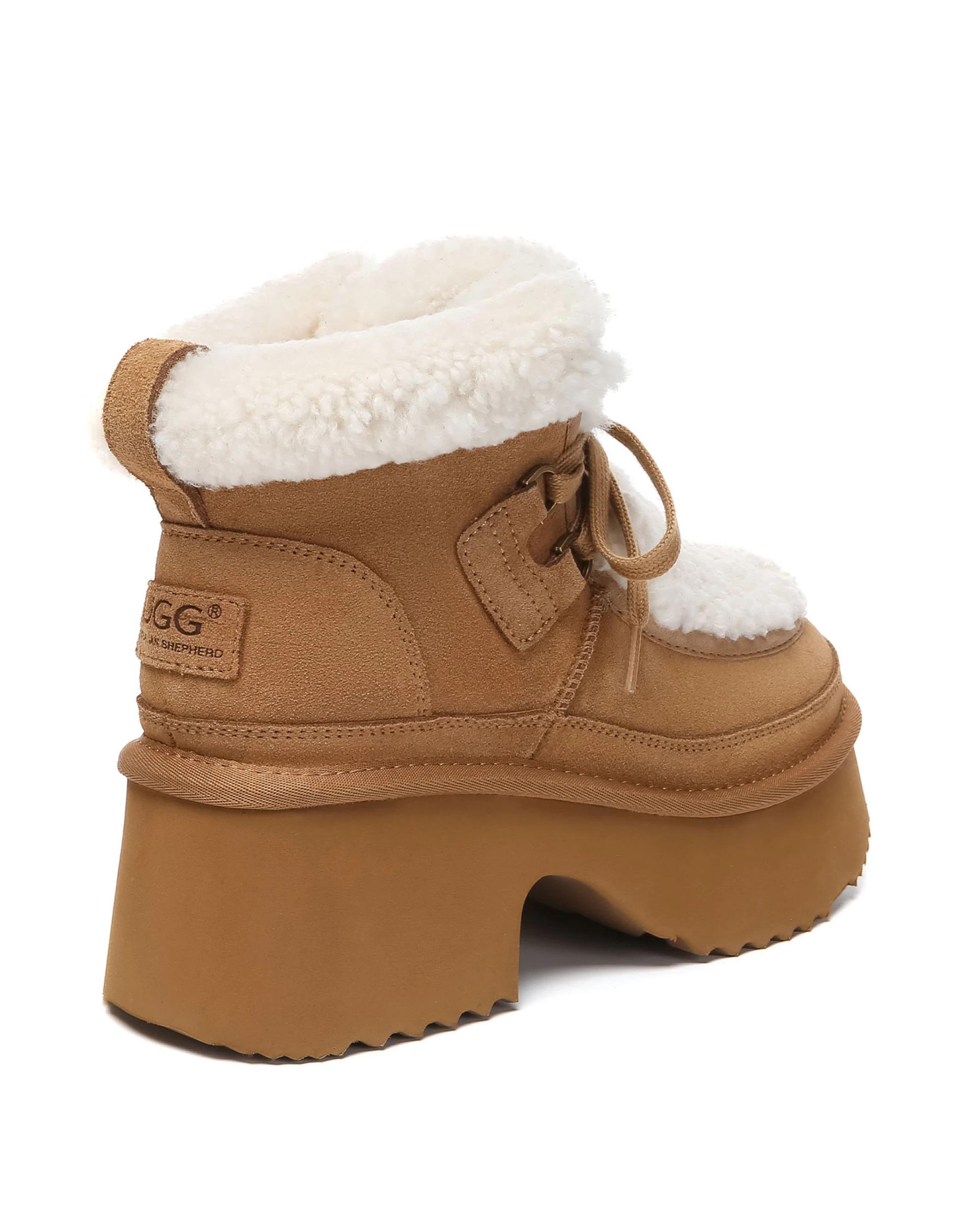 3 Australian Shepherd UGG Women Chunky Platform Bumpy Boots CHESTNUT, 3 of 5
