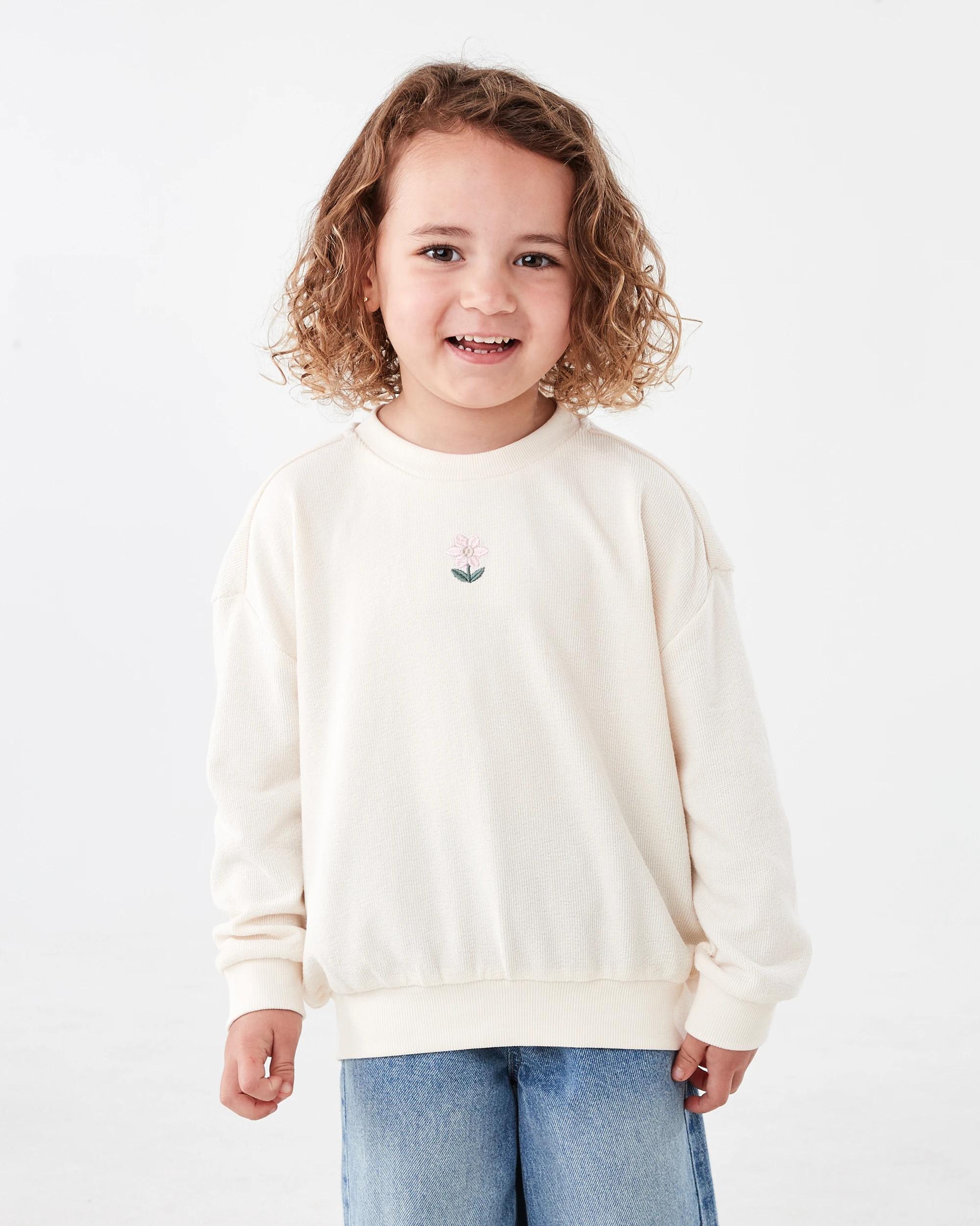 1 Slub Jacquard Crew Neck Sweater Bge Flower, 1 of 7