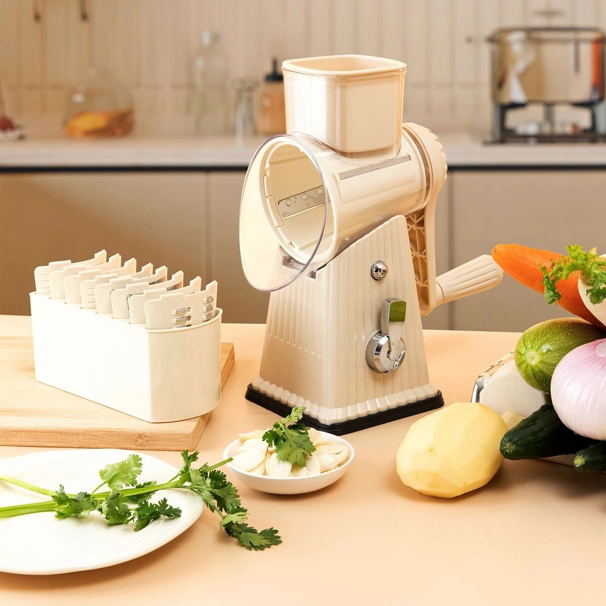 2 Ausway 5in1 Rotary Cheese Grater Handheld Manual, 2 of 3