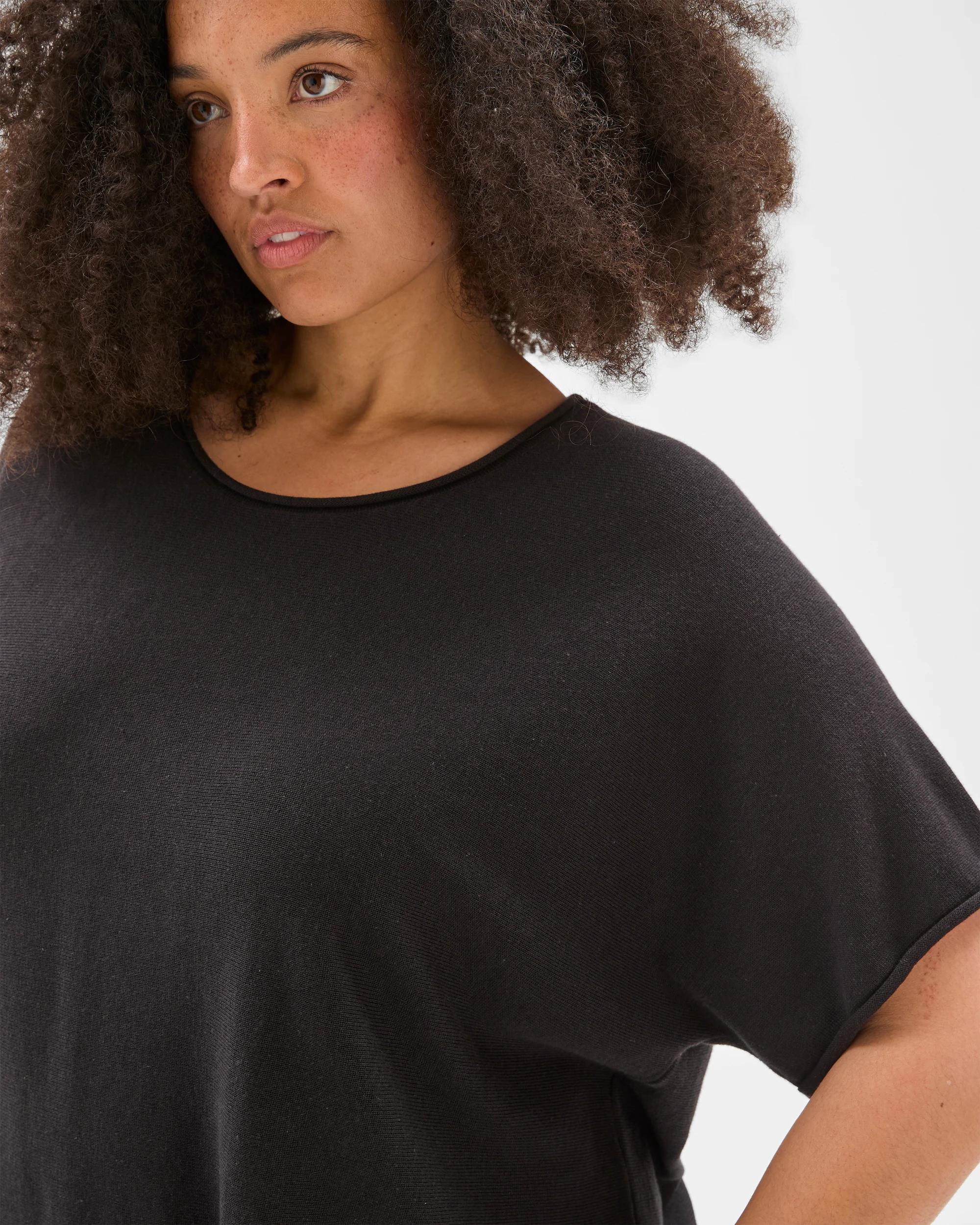 4 Target Curve Plus Size Australian Cotton Blend Roll Edge Knit Top BLACK, 4 of 5