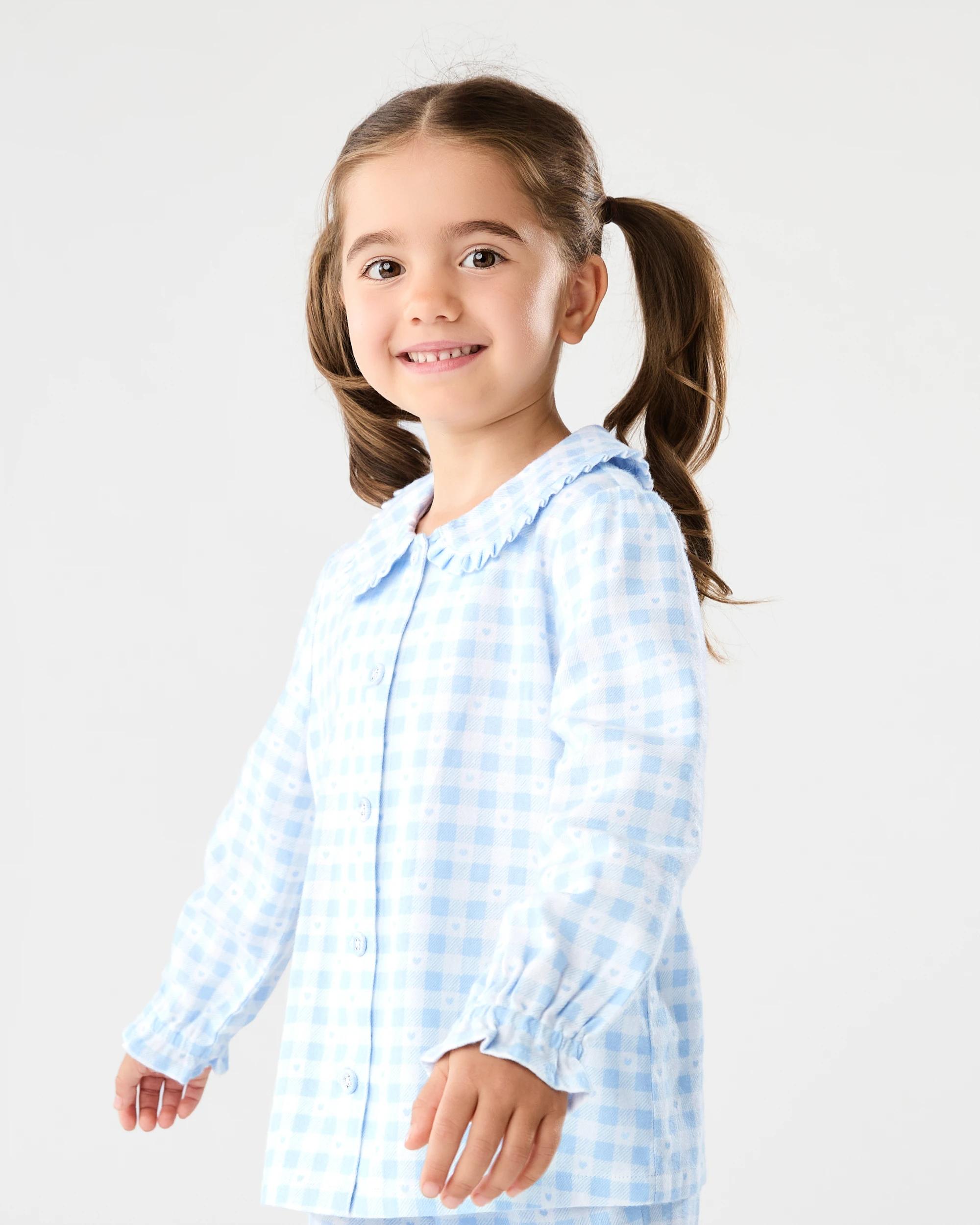 3 Print Flannel Pyjama Set Blu Check, 3 of 7