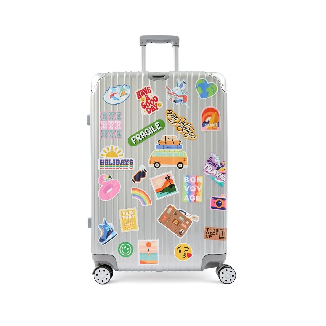 2 72cm Trunk Hard Case with Stickers - Silver Look, 2 of 10