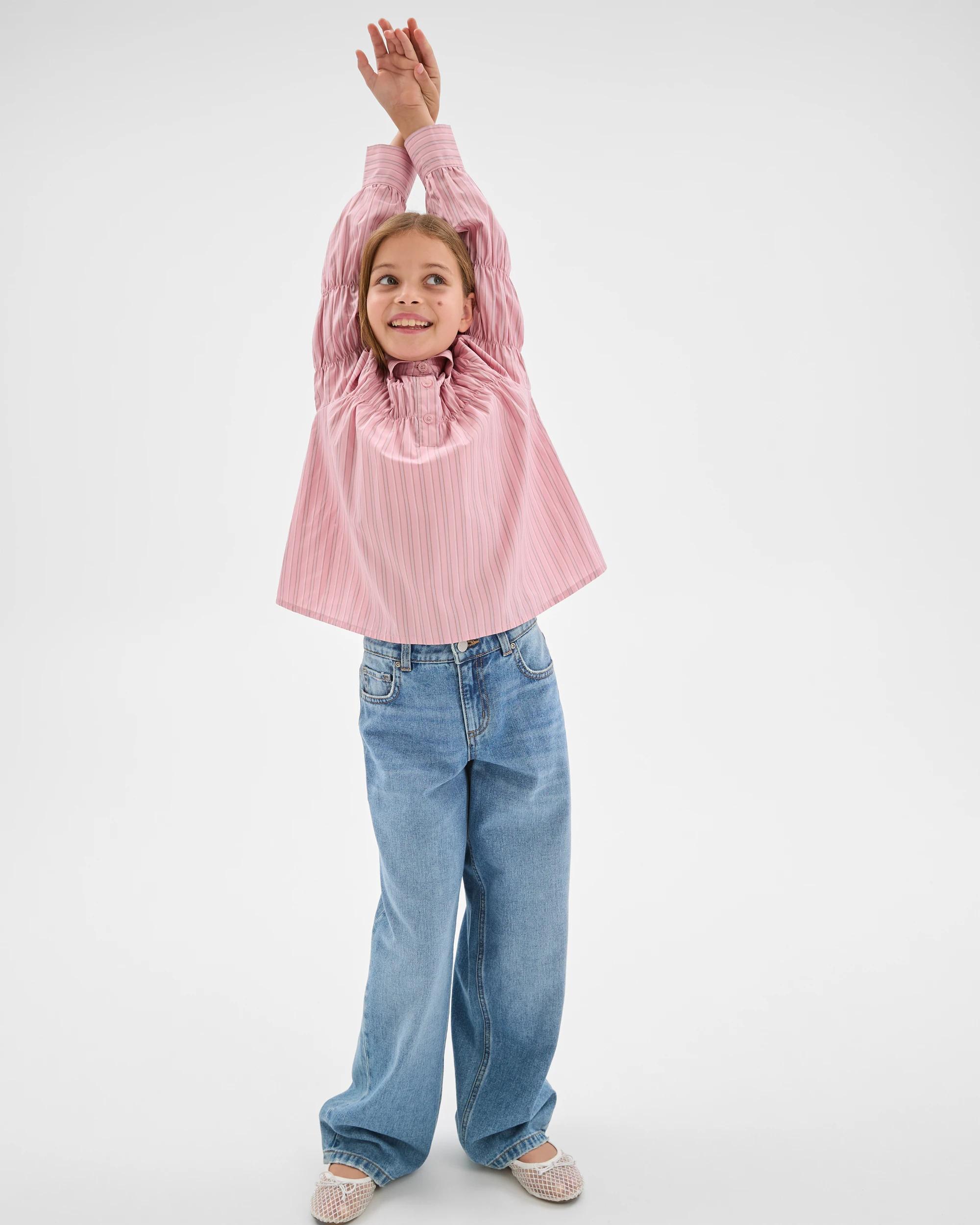 4 Target Kids Long Sleeve Ruched Pinstripe Shirt PINK, 4 of 6