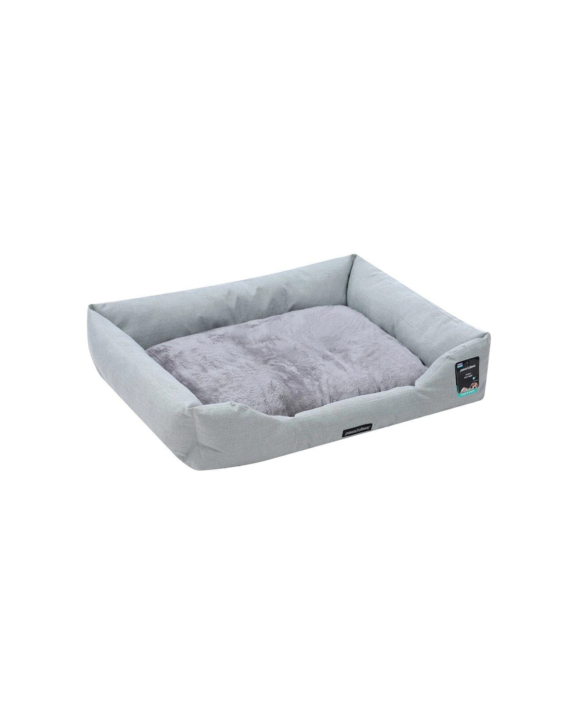 1 Paws And Claws Walled Cushioned Pet Dog Cat Bed 90x70x21cm Non Slip Polyester
 - grey, 1 of 5