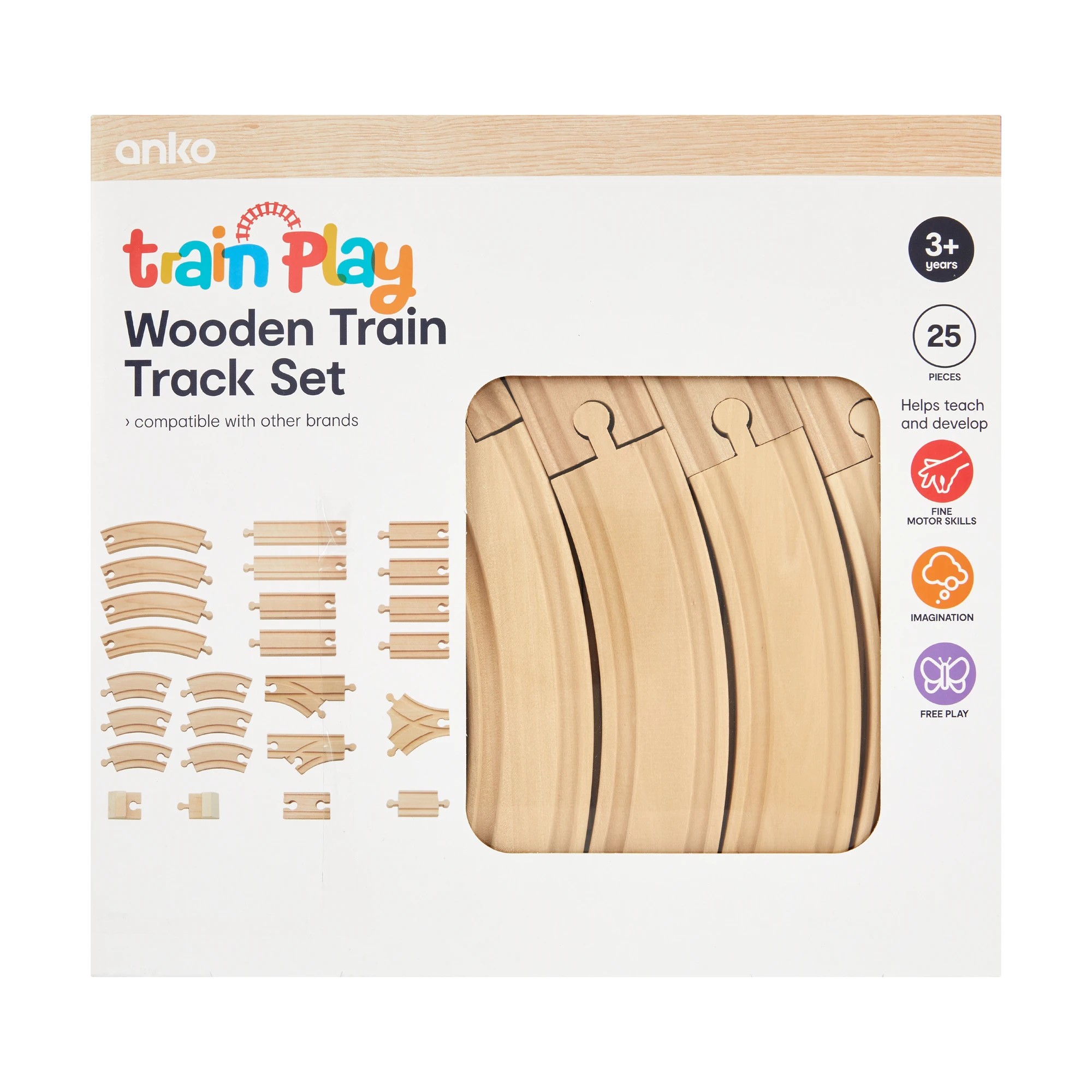 9 25 Piece Wooden Train Track Set, 9 of 10