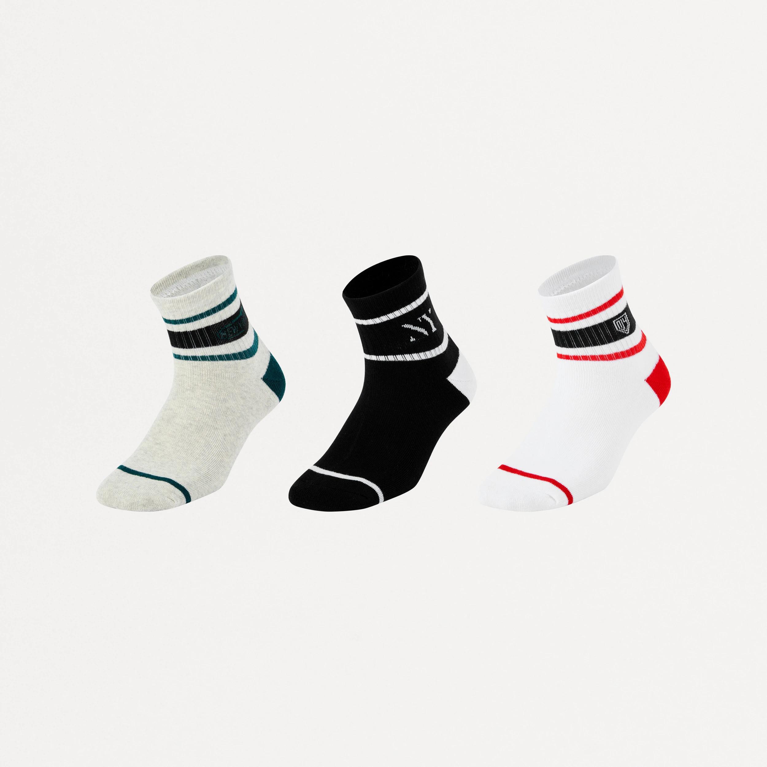 1 3 Pack Retro Rib Quarter Crew Socks Multi Ny, 1 of 4