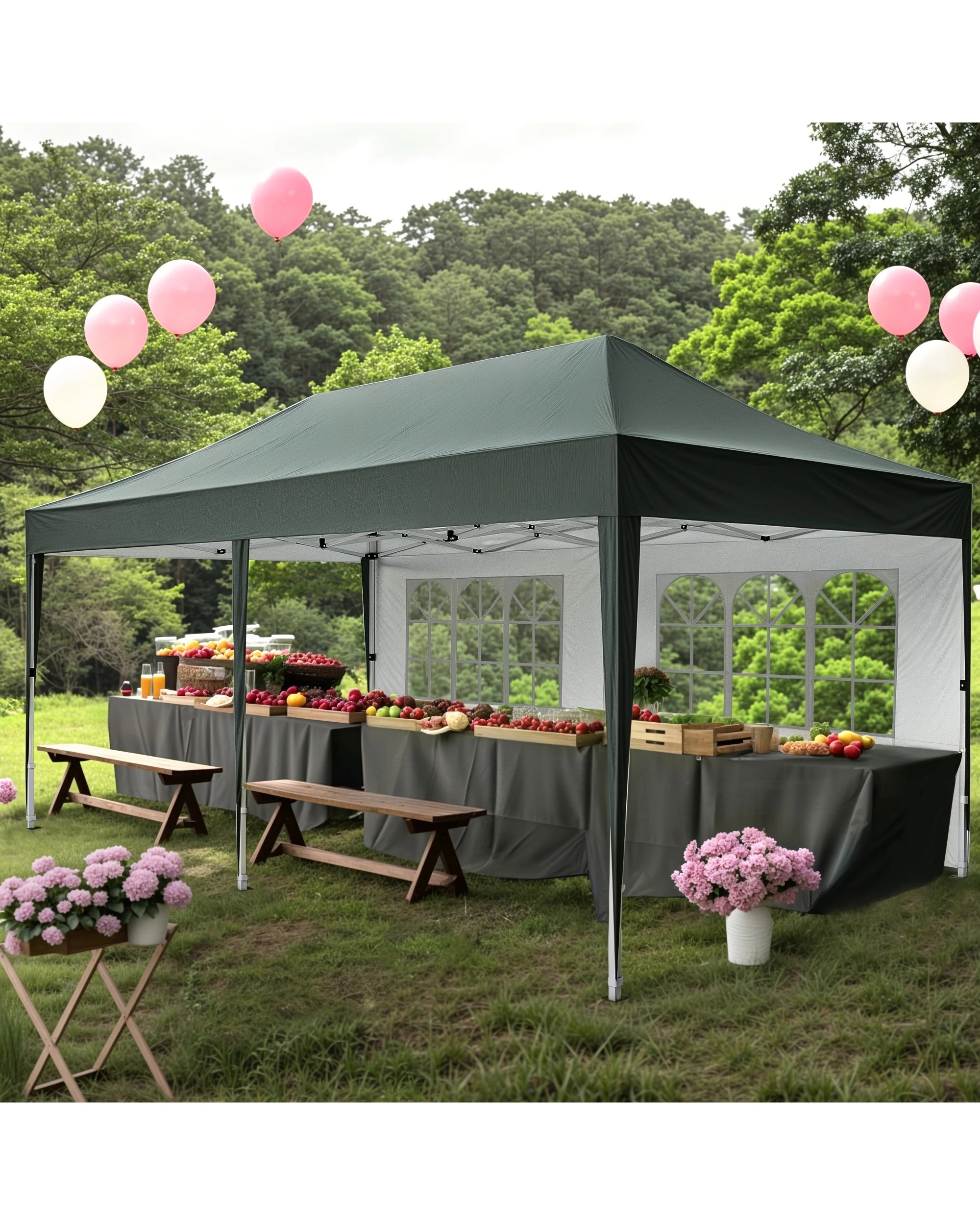 5 Advwin 3×6m Pop Up Canopy Tent with 6 Sidewalls - Gray, 5 of 7