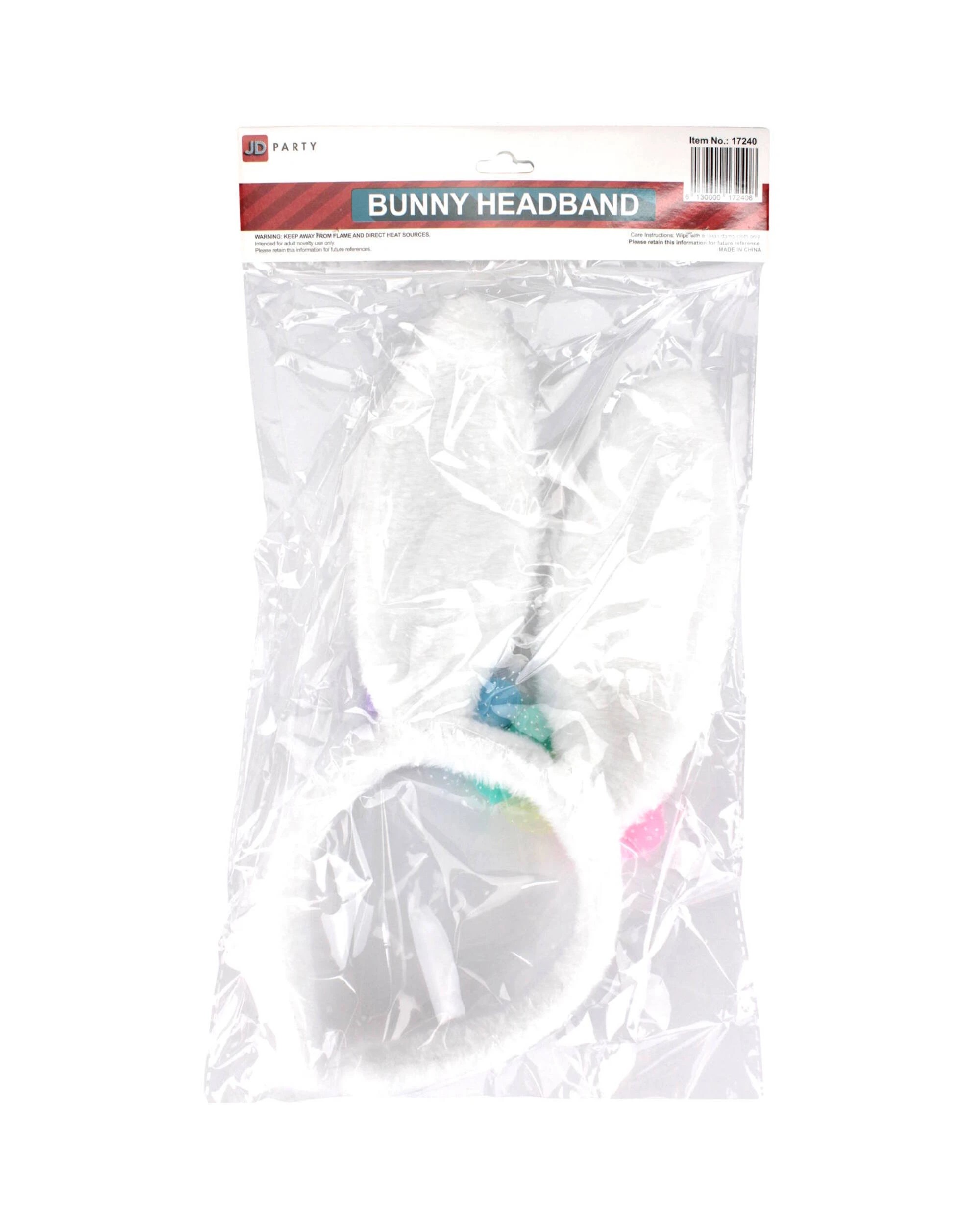 3 JDParty White Plush Bunny Ears Floral Headband, 3 of 3