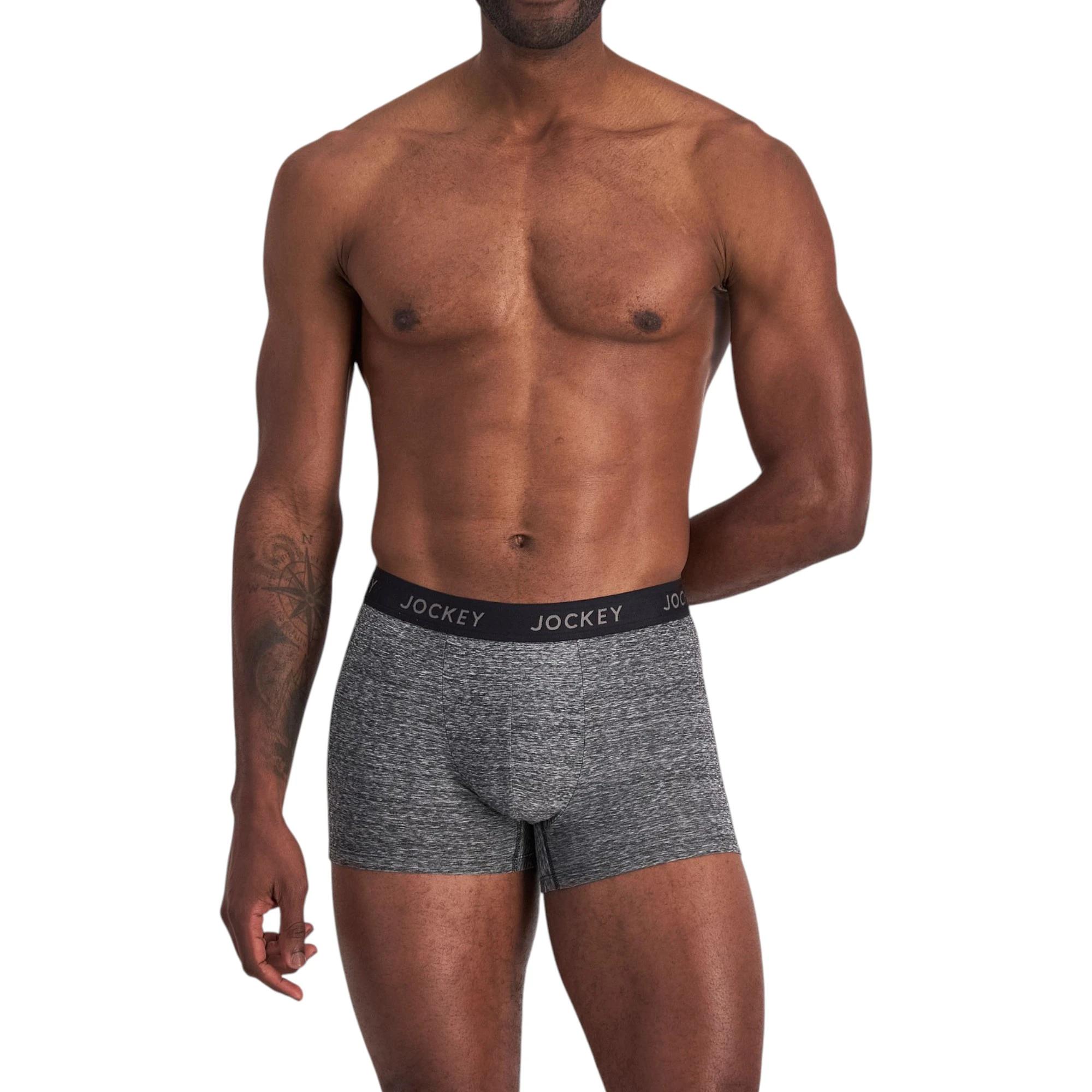 3 Jockey 4 Pack Mens Comfort Classics Microfibre Trunks Marle Underwear BLACK MARLE, 3 of 6