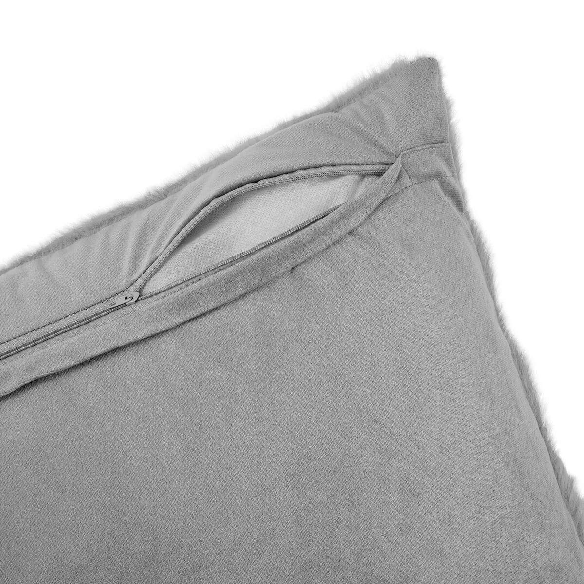 4 60cm Wave Faux Fur Cushion - Grey, 4 of 4