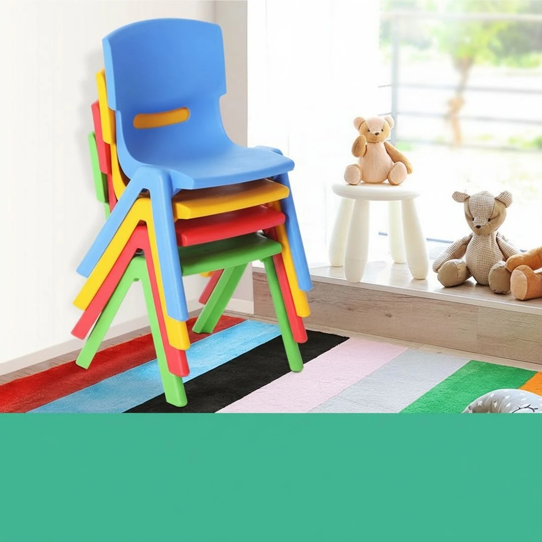 6 Keezi Kids Chairs Set Plastic Set of 4 Activity Study Chair 50KG - Multi, 6 of 8