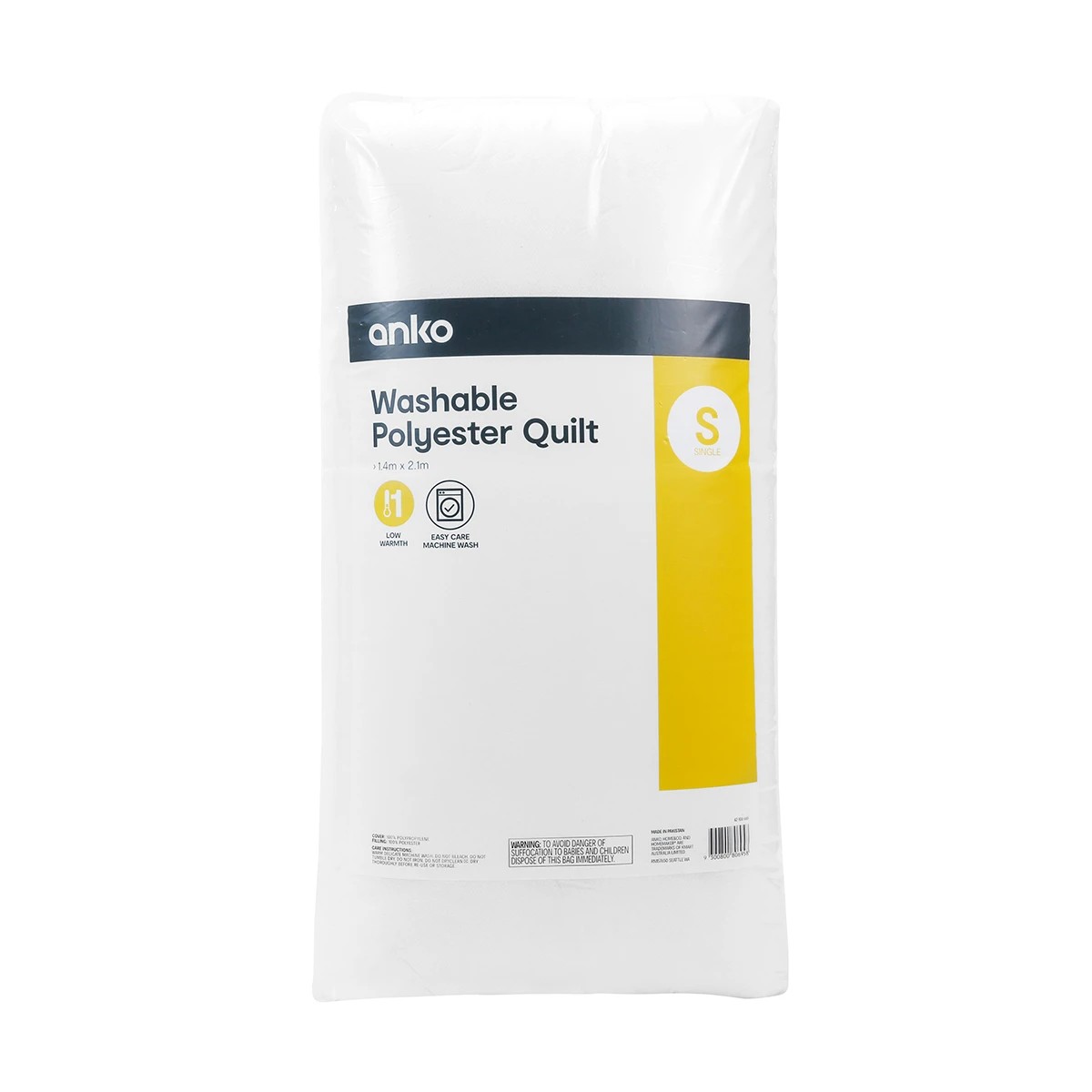 1 Low Warmth Quilt - Single Bed, White, 1 of 3