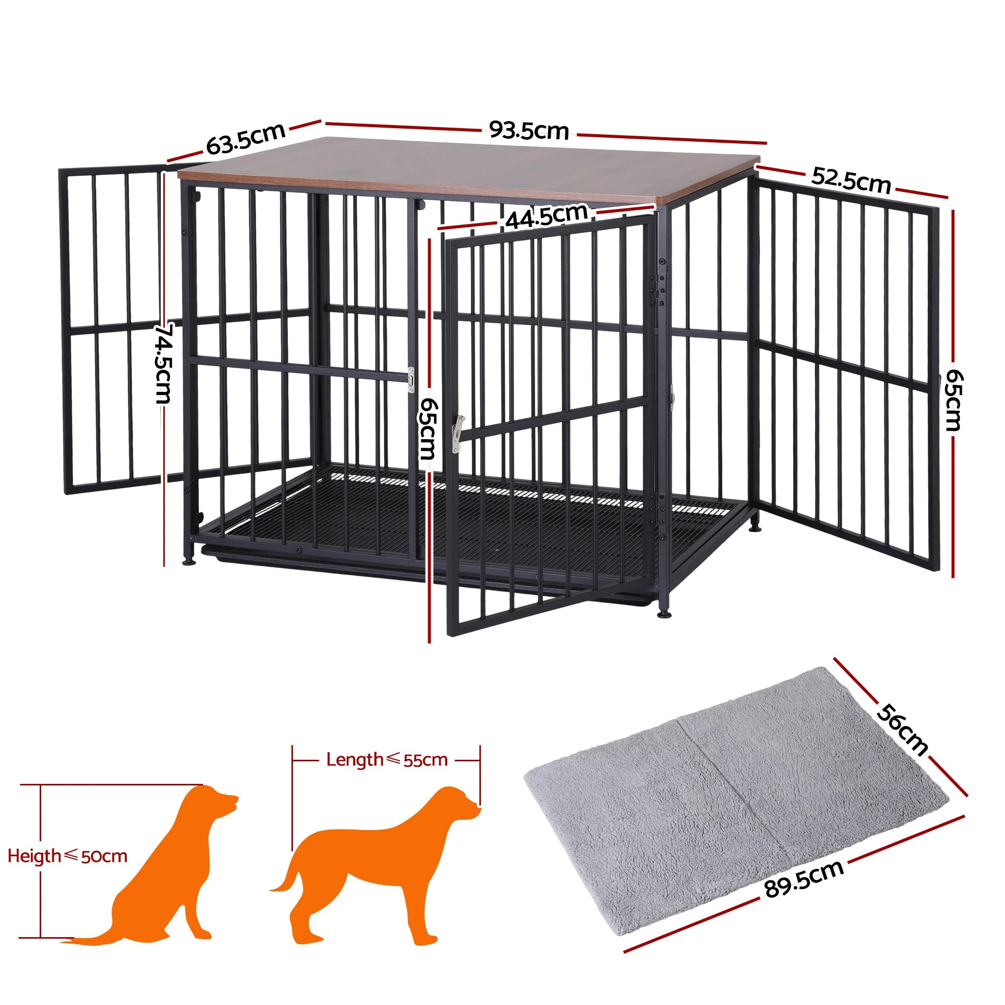 2 i.Pet Large Dog Crate Furniture 93cm Dog Cage Puppy Pet Wooden - Multi, 2 of 3