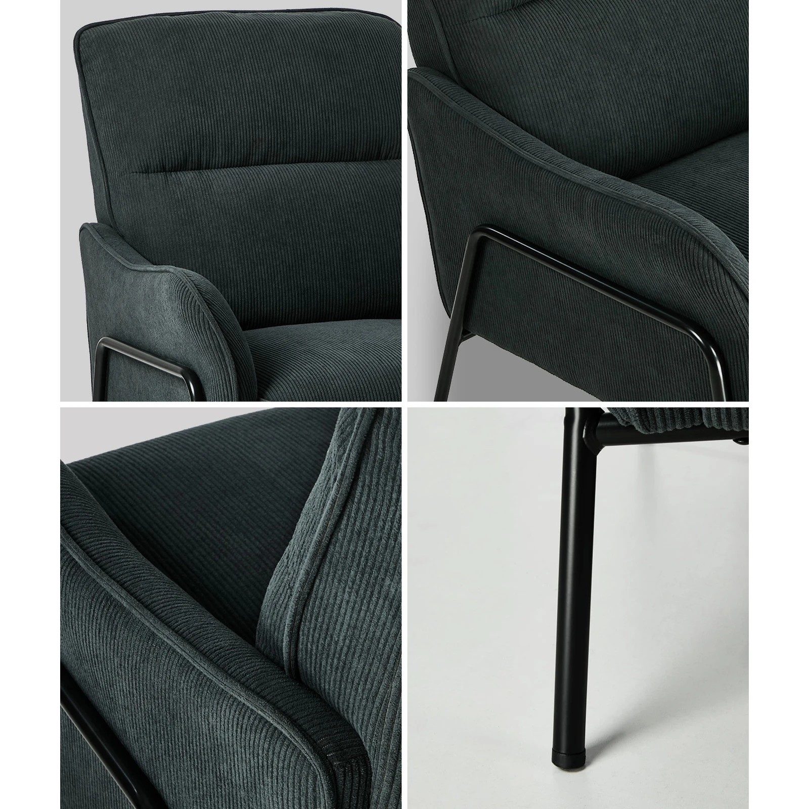5 Oikiture 2x Armchair Chenille Fabric Lounge Chair Accent Chair - Grey, 5 of 9