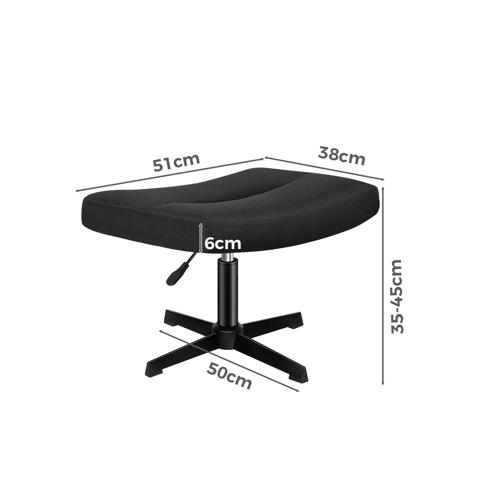 7 Alfordson Office Chair Computer Seat Cross-legged Work Ottoman Fabric - Black, 7 of 10