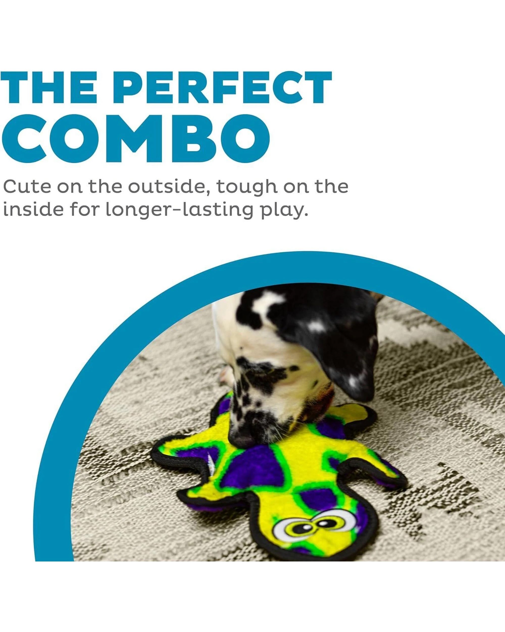 2 Outward Hound Invincible Gecko Interactive Dog Toy with 2 Squeakers Yellow/Green, 2 of 4
