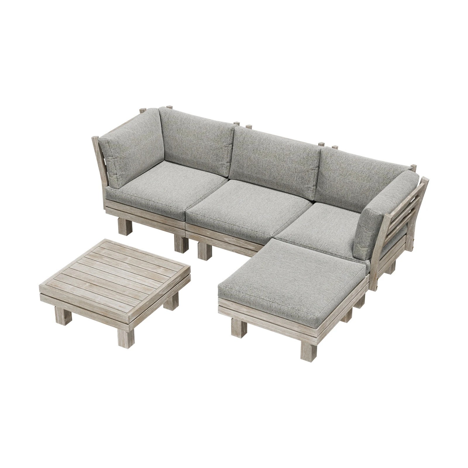 1 Livsip 4 Seater Outdoor Sofa Set Lounge Setting Table Chair - Beige, 1 of 9