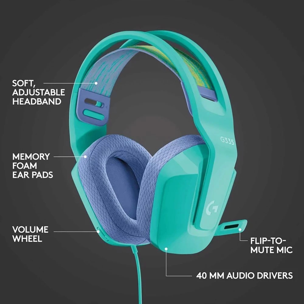 5 Logitech G335 Wired Gaming Headset - Mint
 - Multi-Coloured, 5 of 5