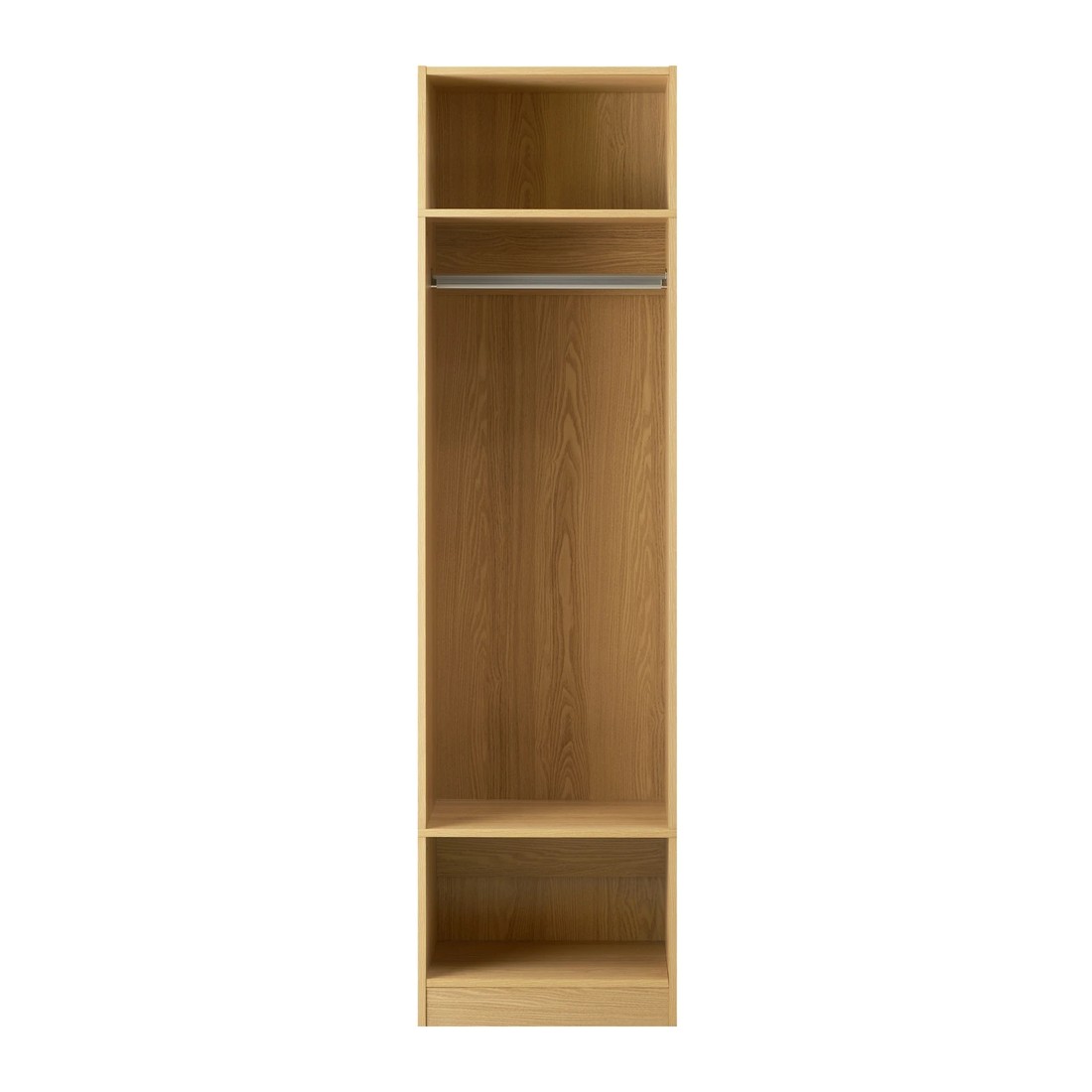 6 Oikiture Open Wardrobe Shelf Unit Clothes Storage 3 Shelves Hanging Rail
 - Natural, 6 of 10