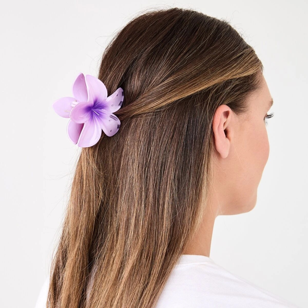 3 Purple Frangipani Claw Hair Clip, 3 of 4