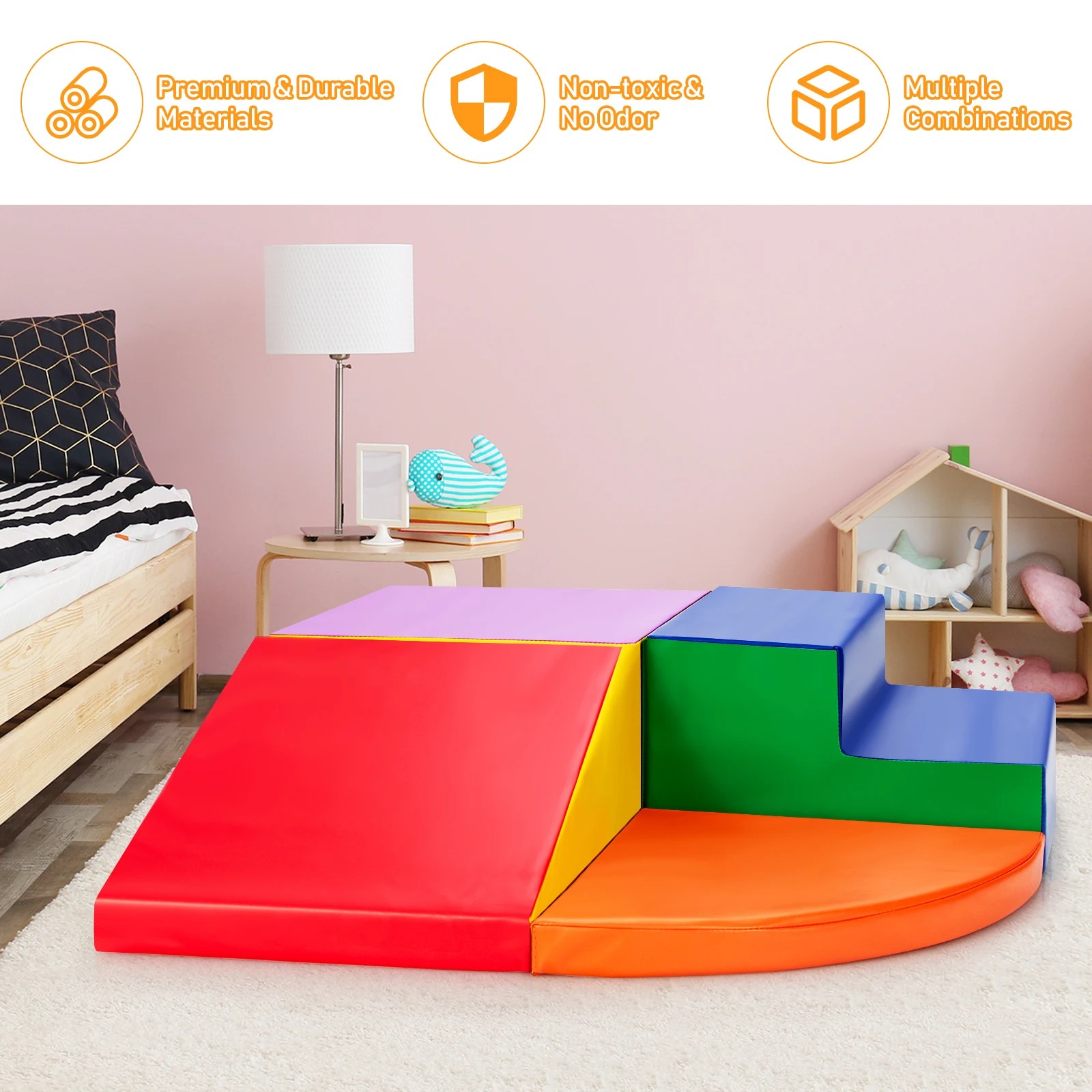 5 Costway 4PCS Soft Blocks Climber & Crawl Foam Playset, 5 of 6