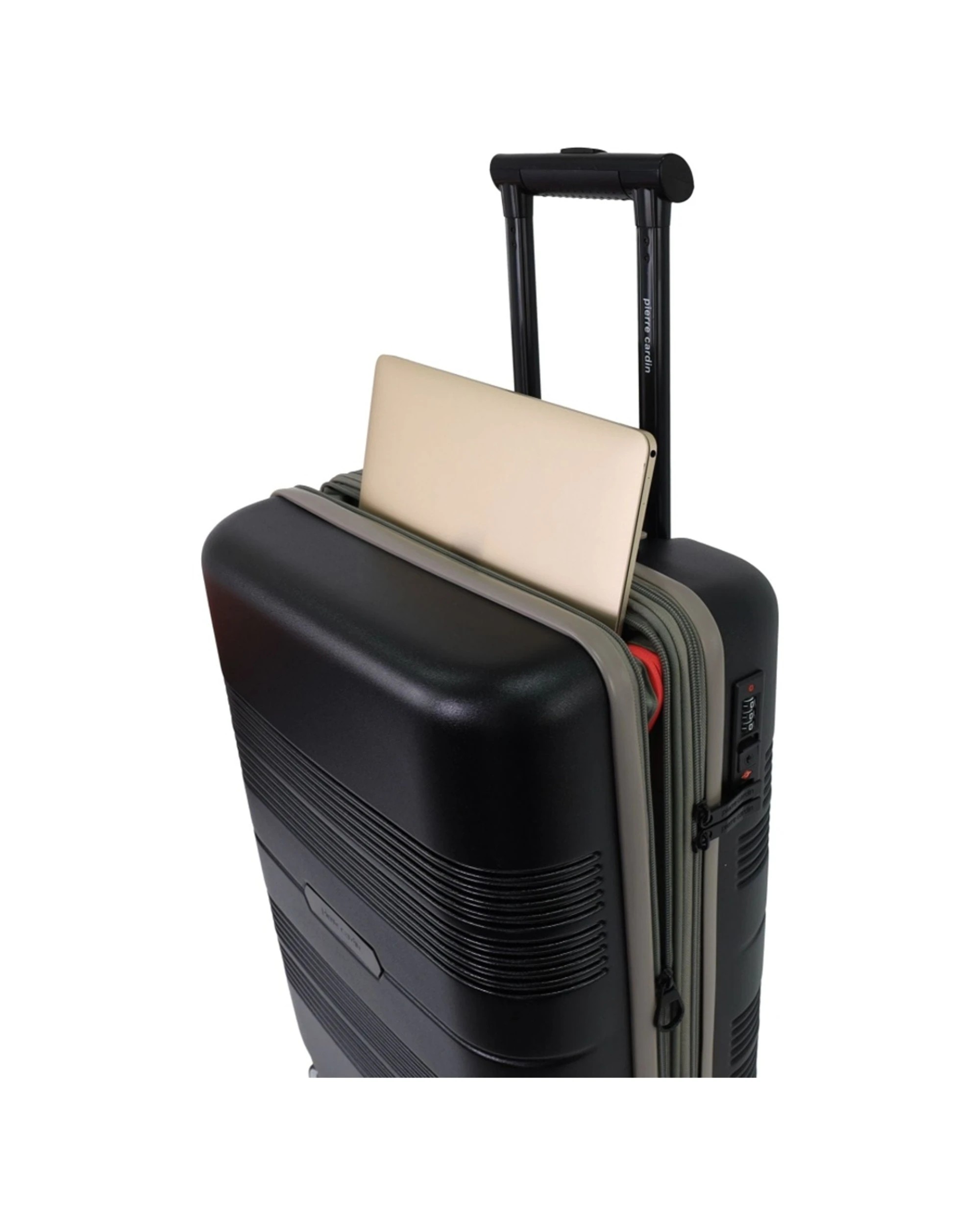 6 Pierre Cardin 2pc Polycarbonate Medium & Carry On Luggage Suitcase Set - Black, 6 of 7