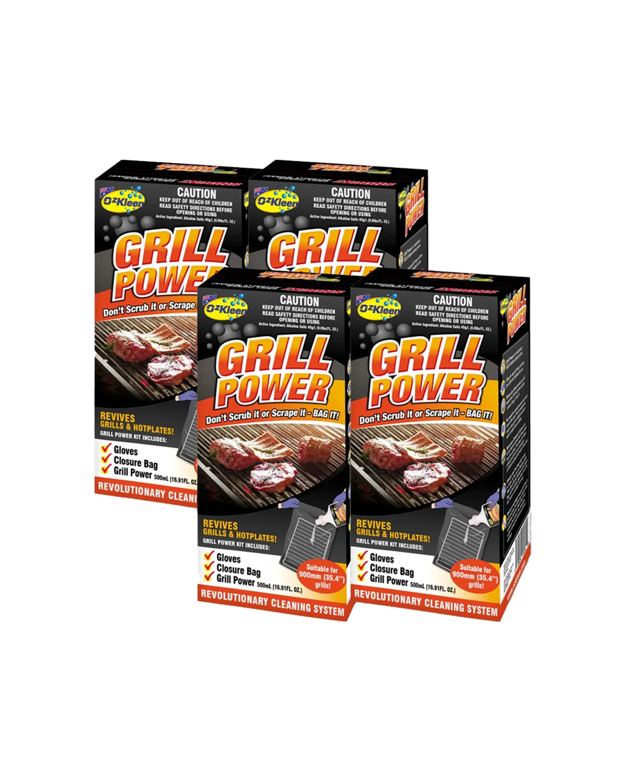 1 OzKleen 4 Pack Grill Power Cleaner 500ml - Pack of 4 - Multi, 1 of 1