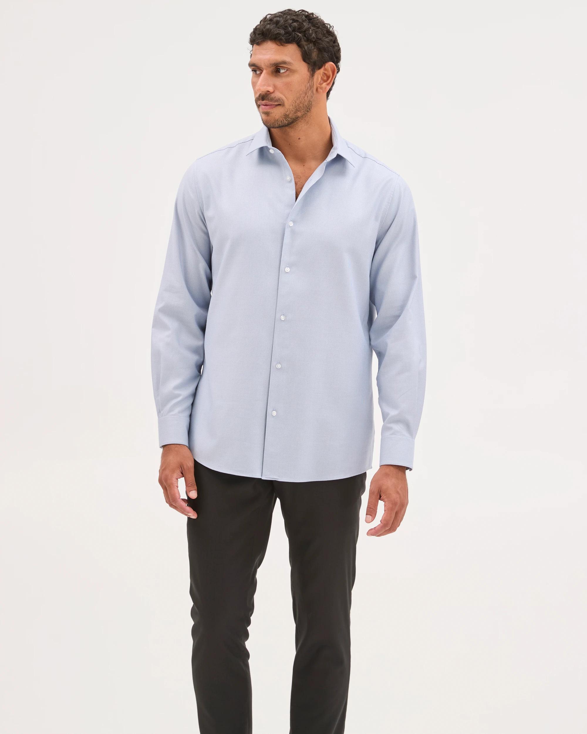 3 Preview Australian Cotton Micro Geo Print Shirt BLUE, 3 of 7