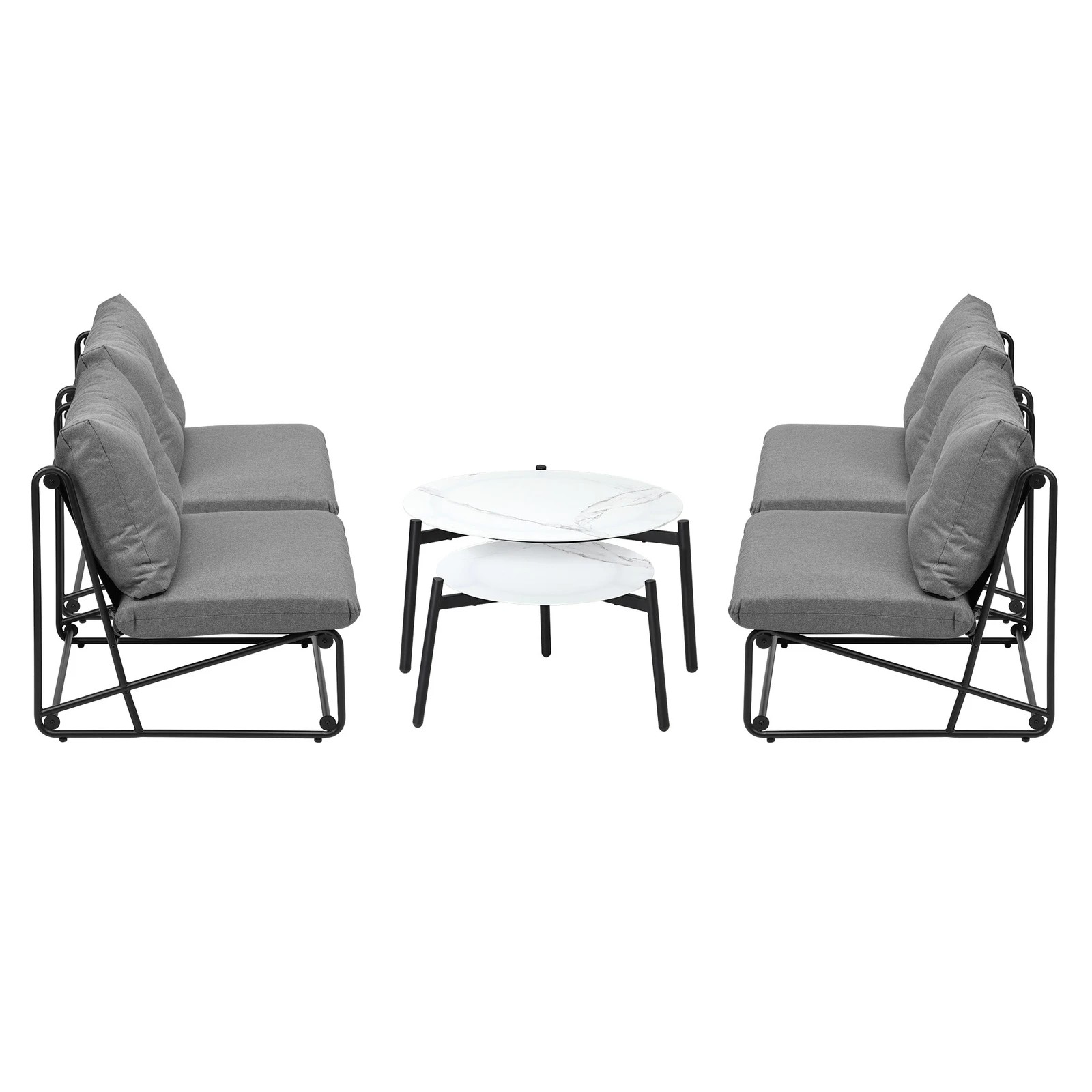 8 Livsip Outdoor Sofa Set 6 PCS Lounge Setting Table Chairs - Grey, 8 of 9