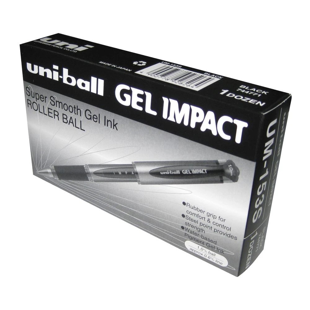 3 Uni-Ball Gel Impact Gel Pen 1mm Black 12 Pack, 3 of 5