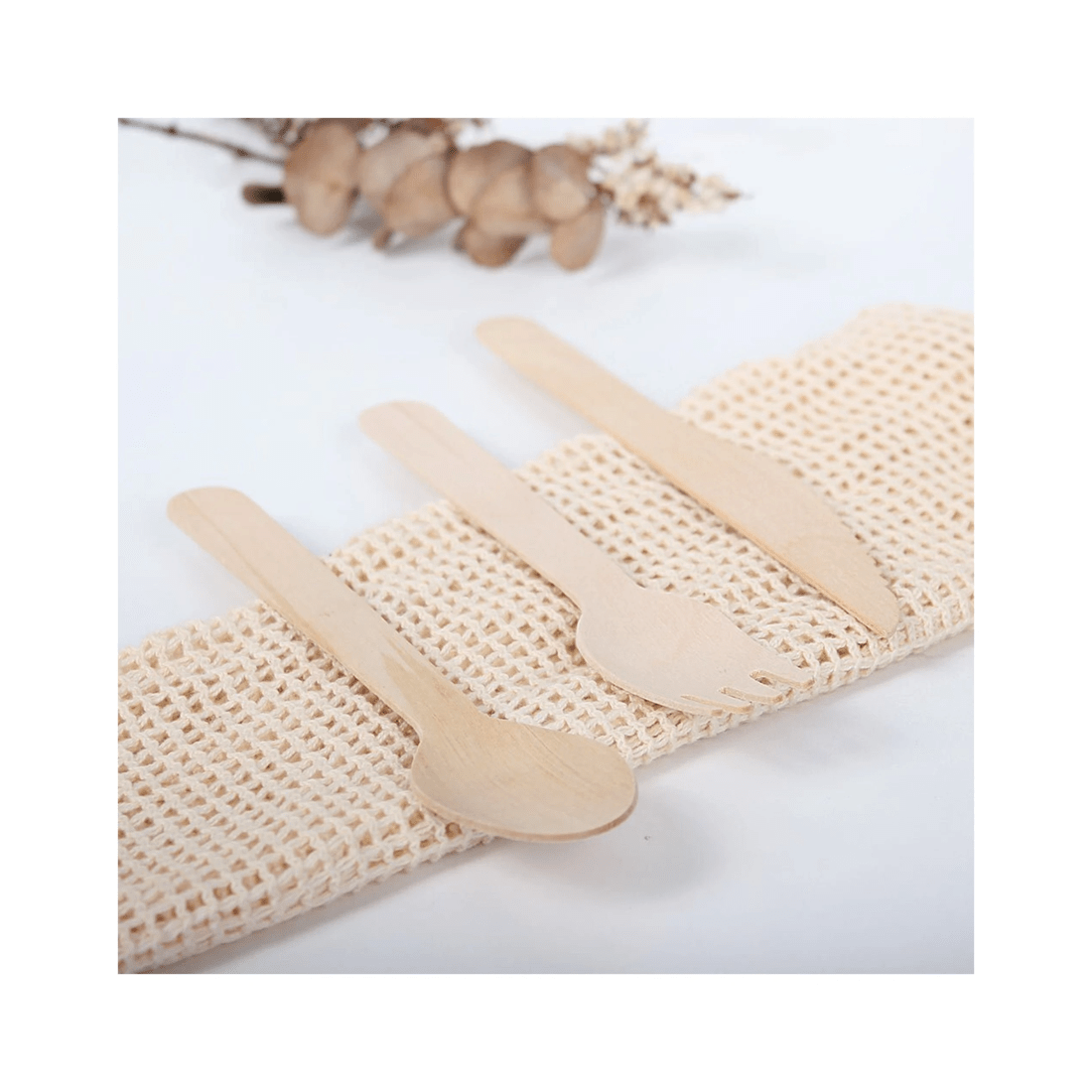 4 18pc Eco Basics 16.5cm Biodegradable Birchwood Spoon Disposable Cutlery Utensil
 - Natural, 4 of 5