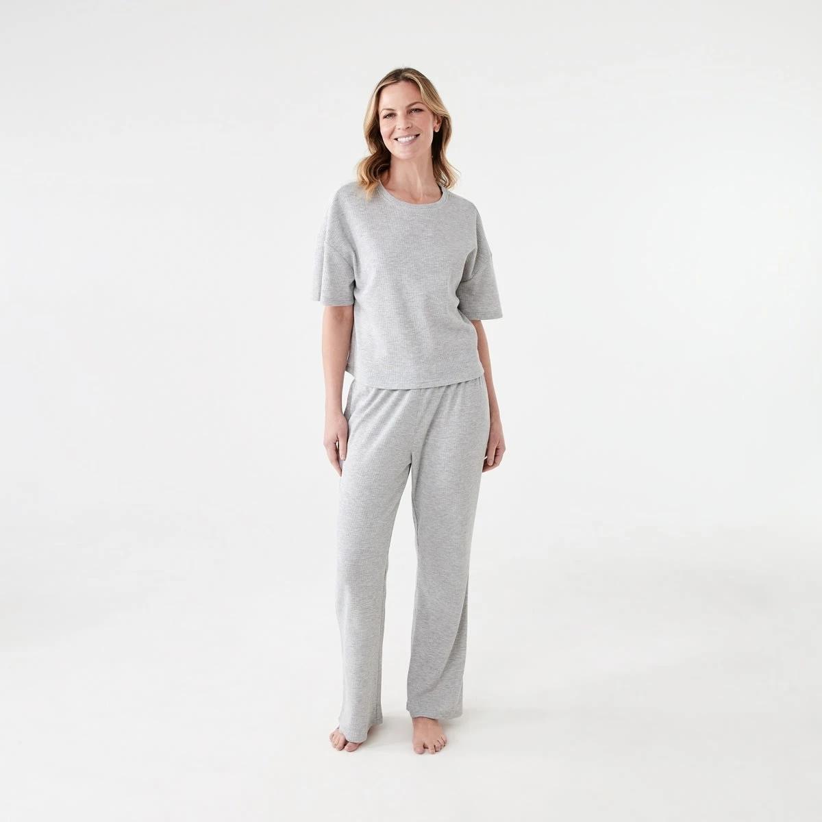 6 Waffle Boxy T-shirt SILVER MARLE, 6 of 6