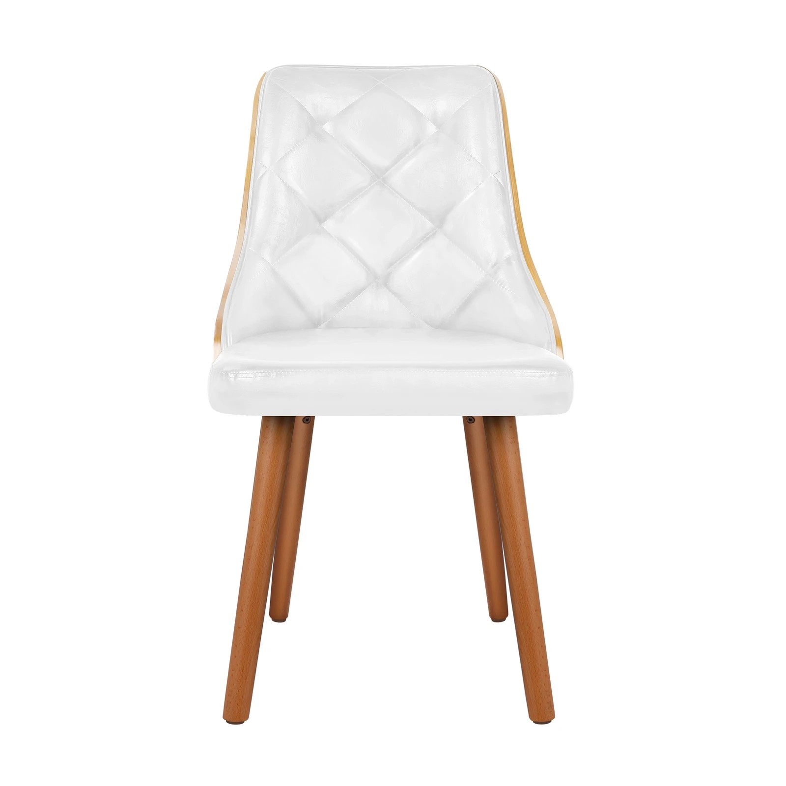8 Alfordson 2x Dining Chairs Kitchen Lounge Padded Tufted Glossy PU Leather - White, 8 of 10