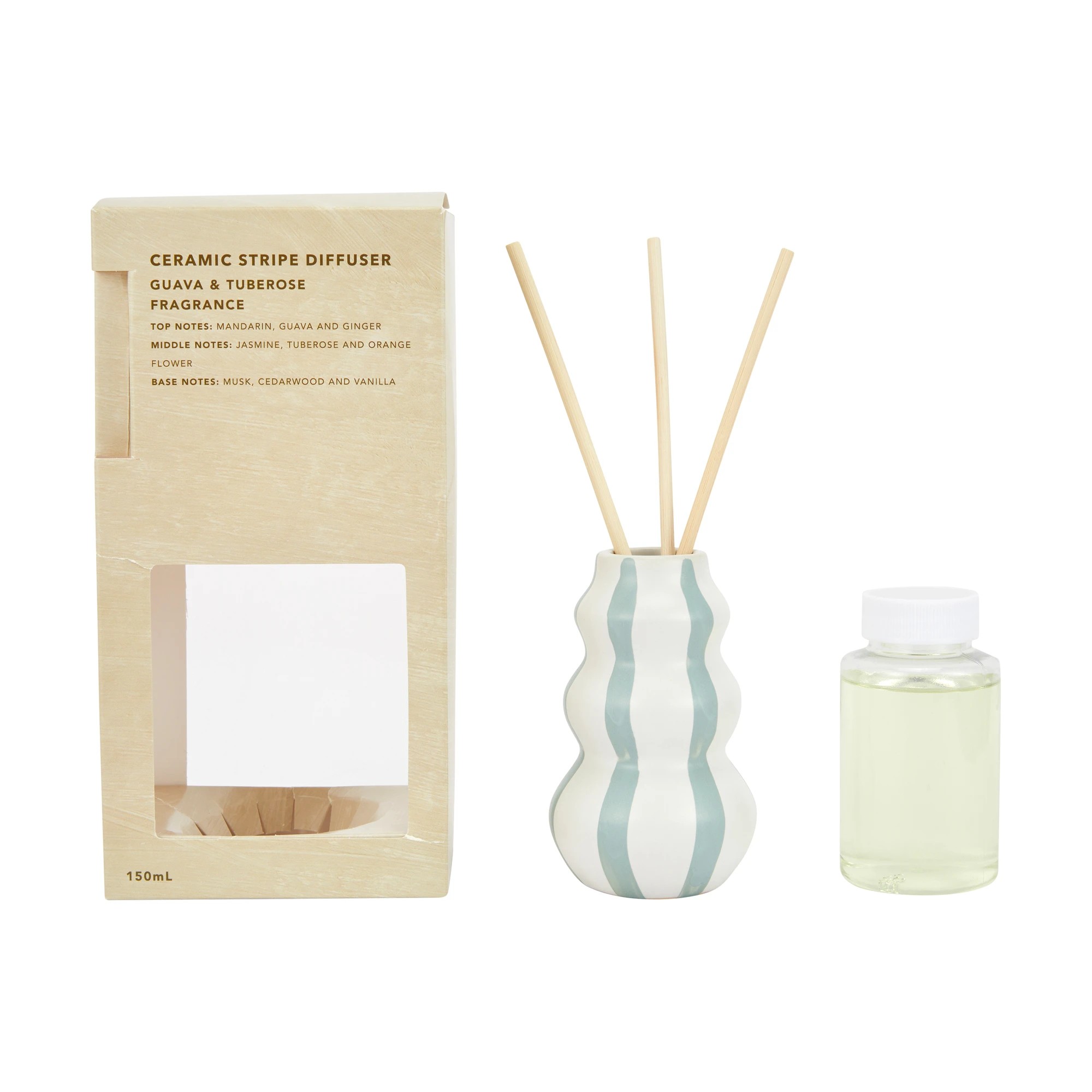 1 Ceramic Stripe Diffuser 150ml, 1 of 8