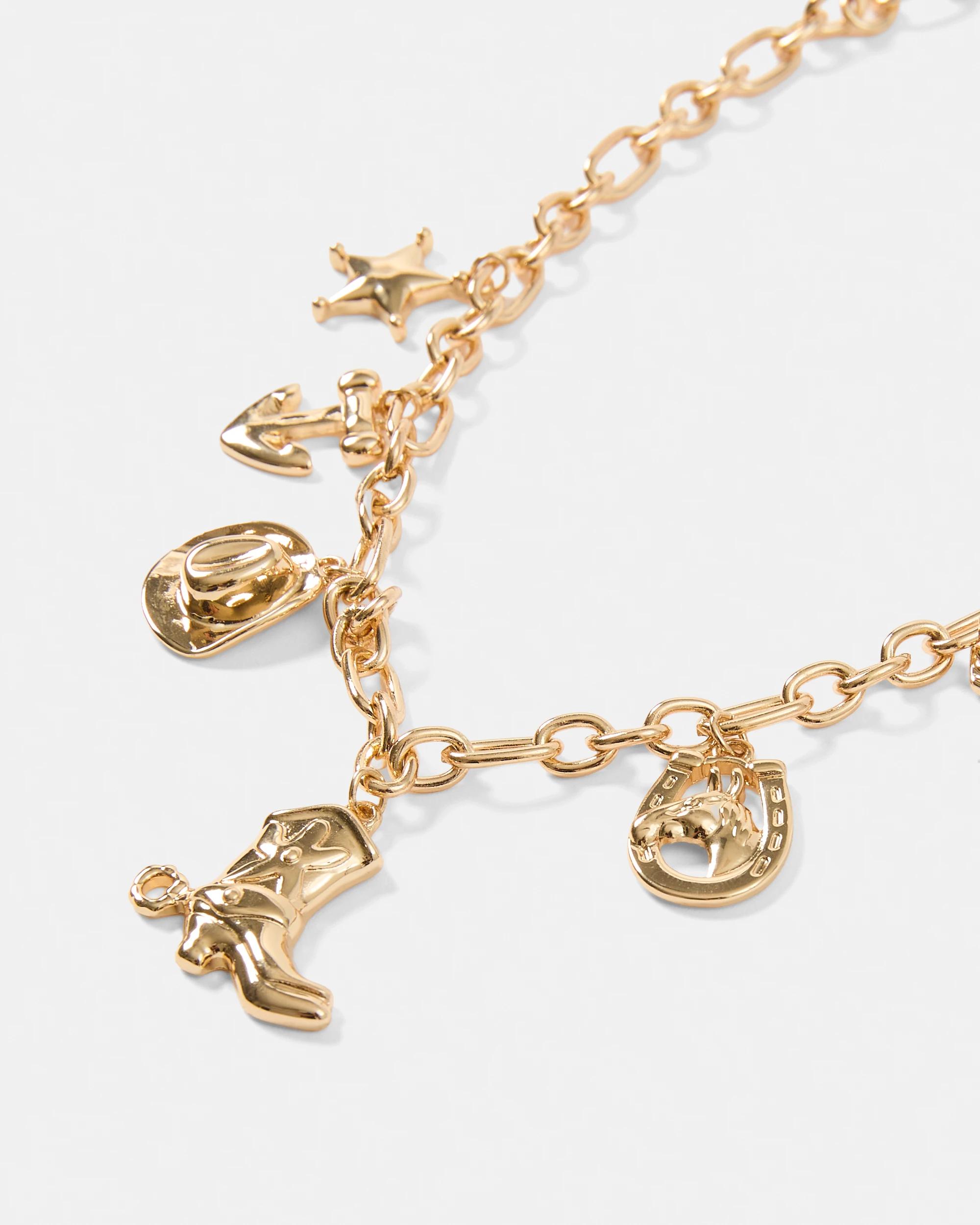 2 Rodeo Charms Necklace - Gold Tone Gold, 2 of 4