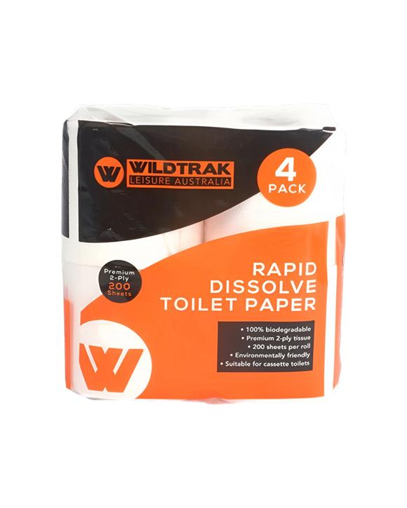 Wildtrak Rapid Dissolve Camping Toilet Paper 4 Pack 2 Ply Biodegradable - Plain
