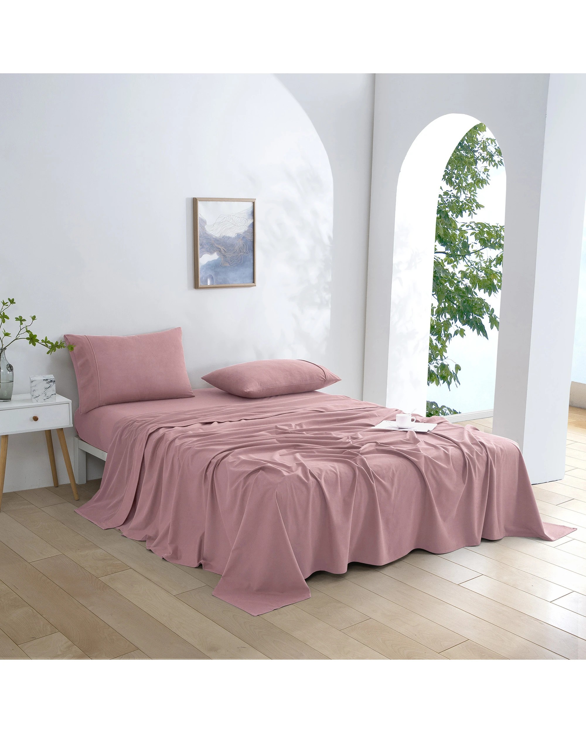 2 Dreamaker Micro Flannel Sheet Set - Queen Bed - Pink Pearl, 2 of 9