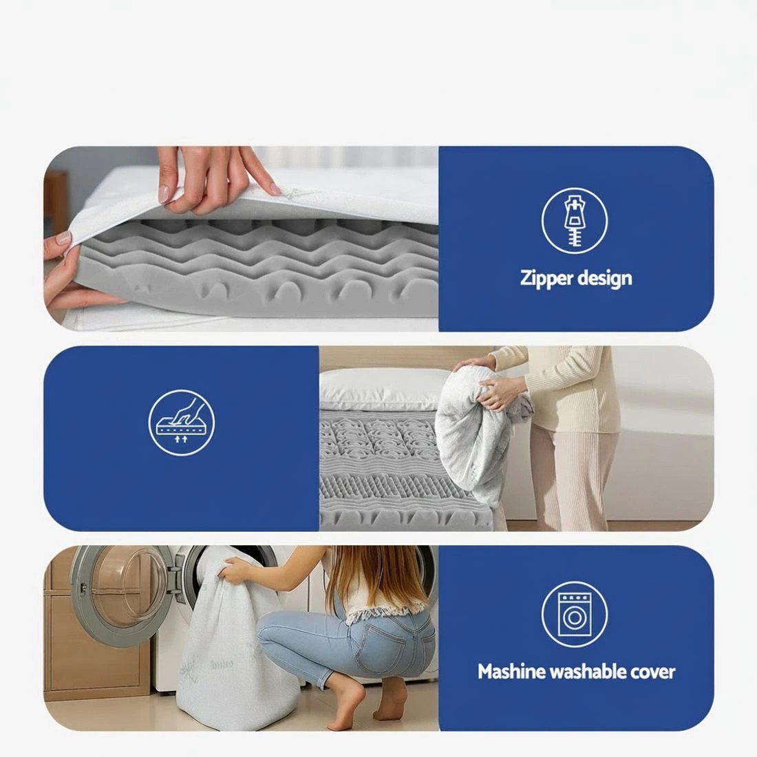 9 Giselle Bedding 8cm Memory Foam Mattress Topper 7-Zone Graphite King - King Bed - Grey, 9 of 9