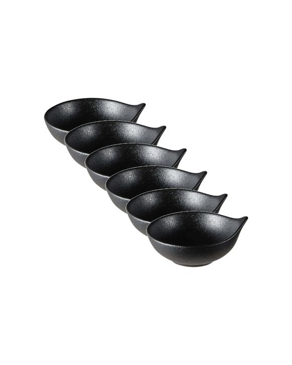 Maxwell & Williams 6x Caviar Handled Sauce Bowl 10x4.5cm Porcelain - Black