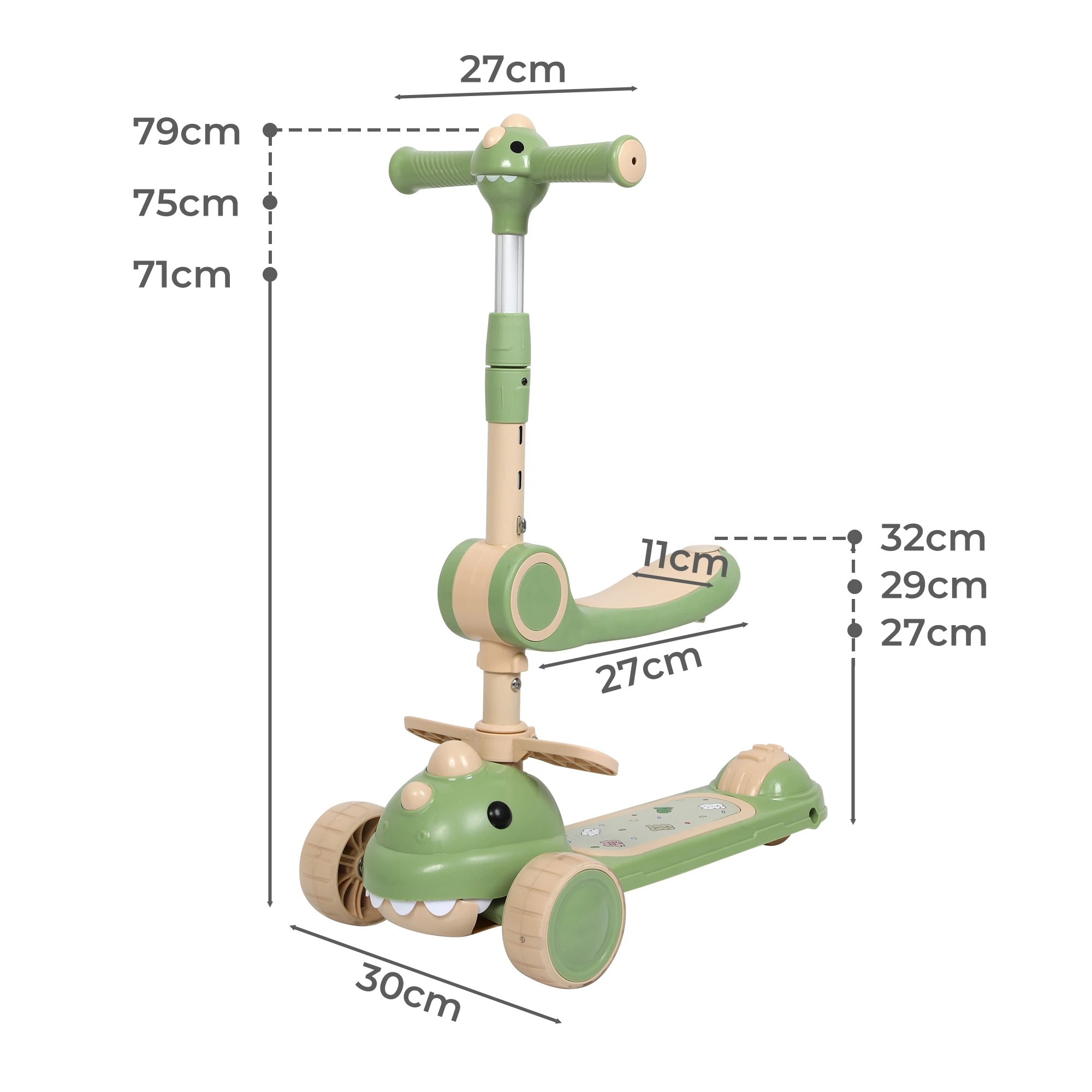 3 BoPeep Foldable Kids Scooter - Green, 3 of 6
