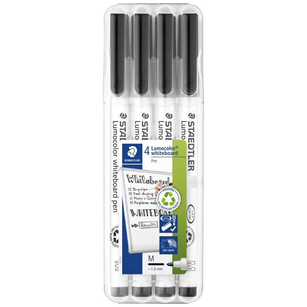 1 Staedtler Lumocolour Whiteboard Pen Black 4 Pack, 1 of 7