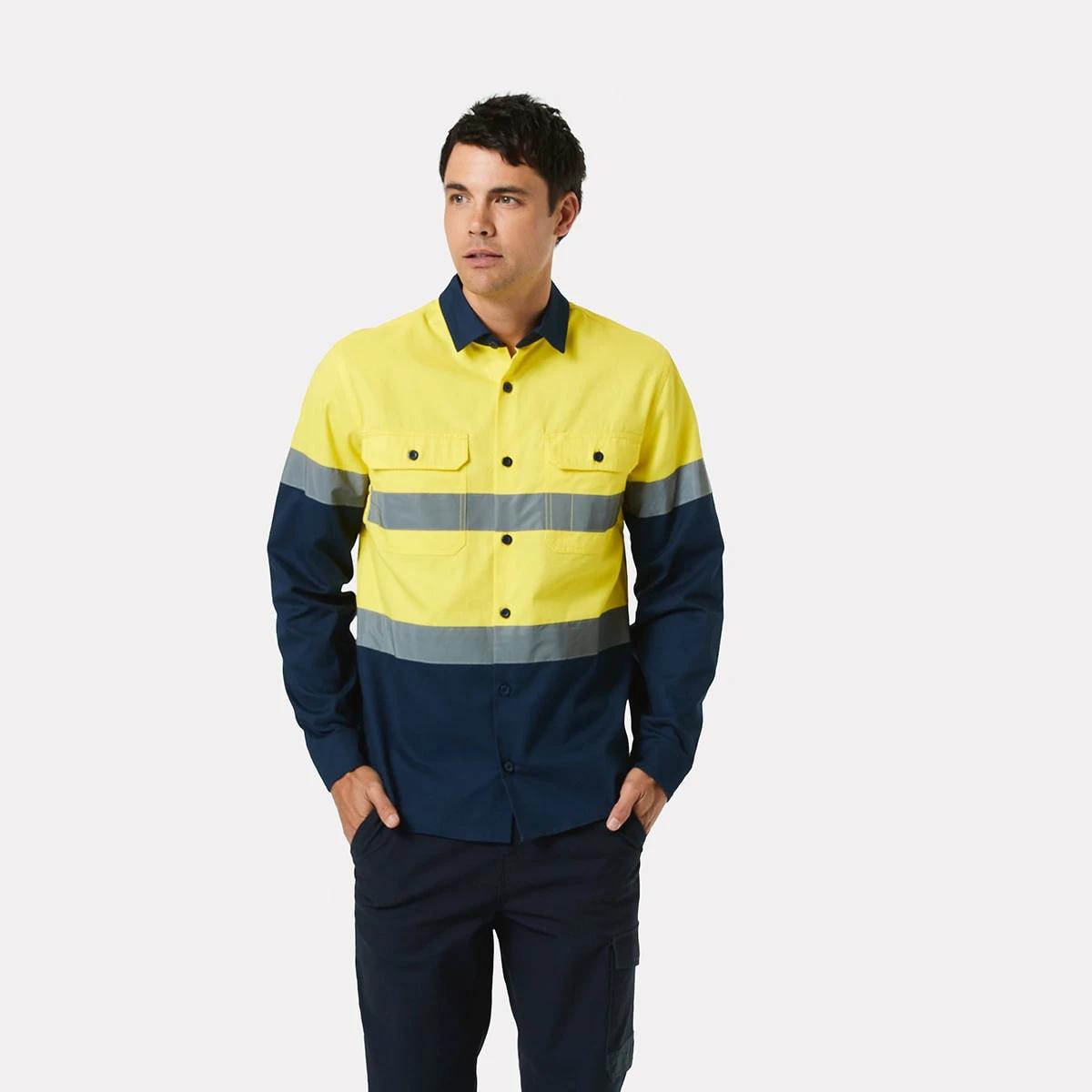1 Workwear Hi-Visiblity Long Sleeve Reflective Shirt SAFETY YELLOW, 1 of 5