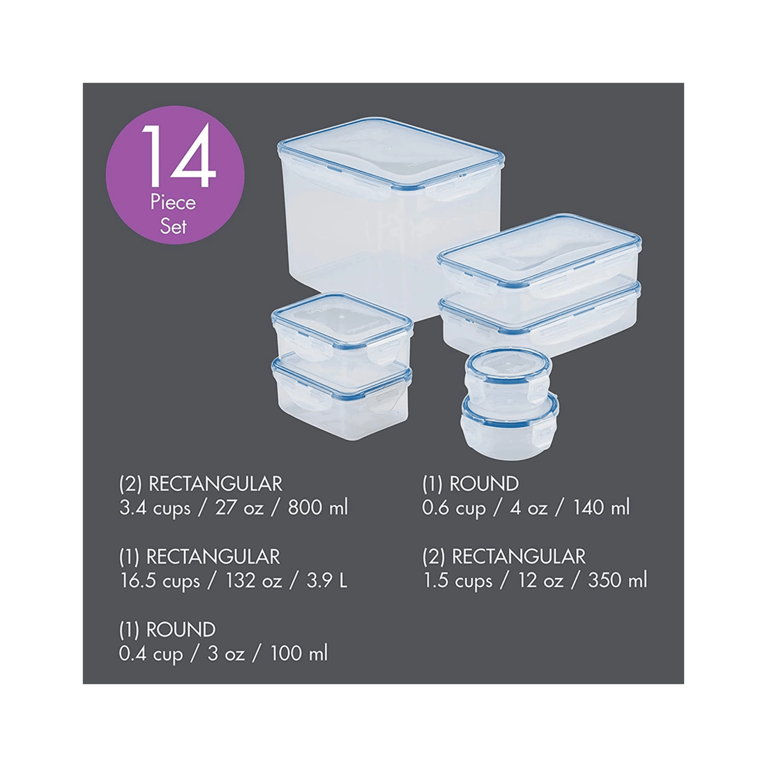 2 14pc Locknlock The Original Airtight Food Storage Rectangular Container Set
 - Clear, 2 of 2