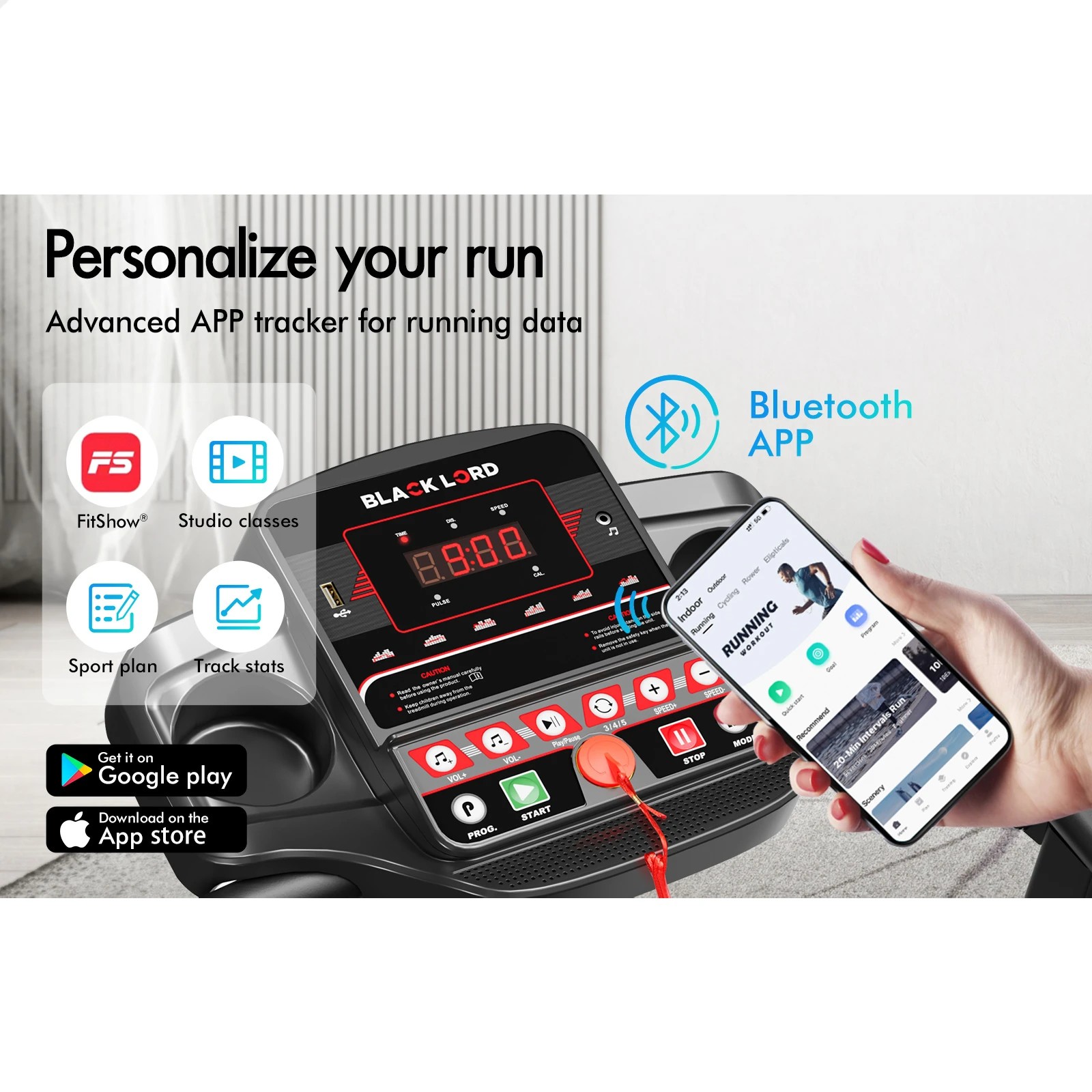 6 Black Lord Treadmill Electric Exercise Running Machine Foldable Home Gym Fitness, 6 of 8