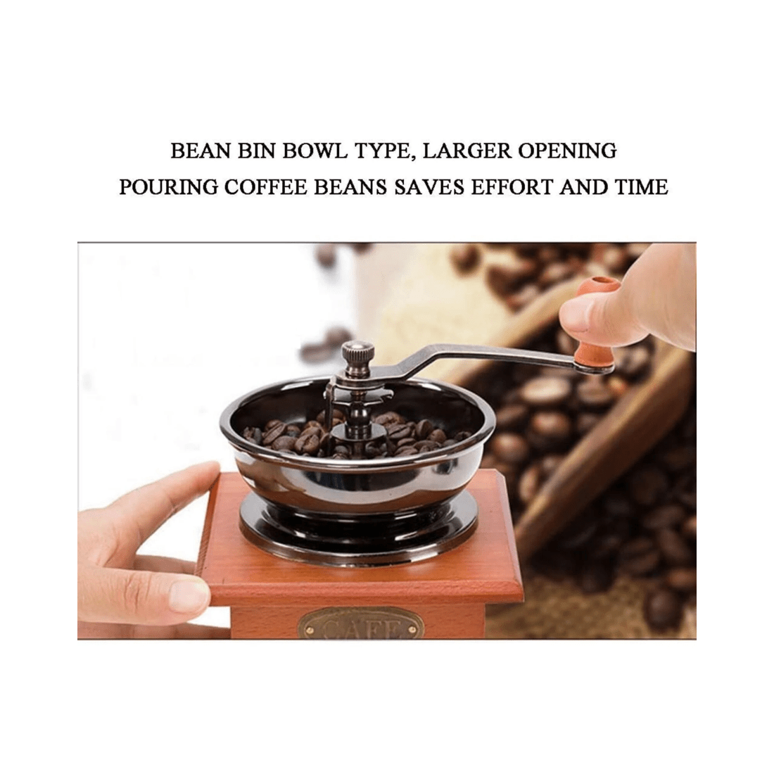 4 BR Home Antique Coffee Grinder Mill Manual Hand Made Wooden Bean Grind Pepper, 4 of 8