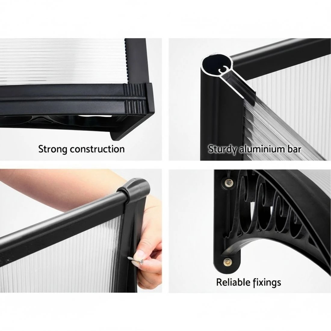 6 Instahut Window Door Awning 1mx1.2m Transparent - Clear, 6 of 7