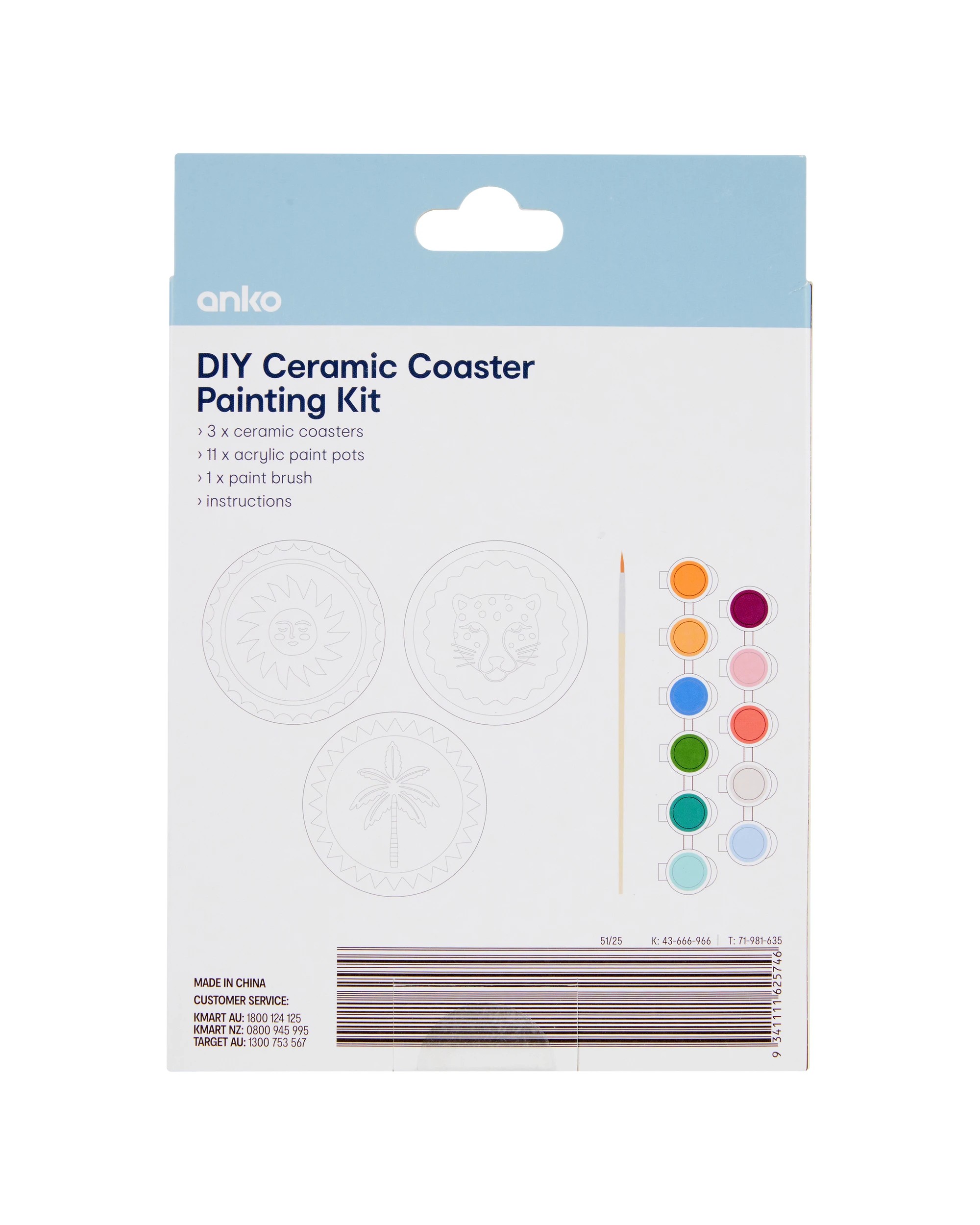 3 DIY Ceramic Coaster Painting Kit, 3 of 3