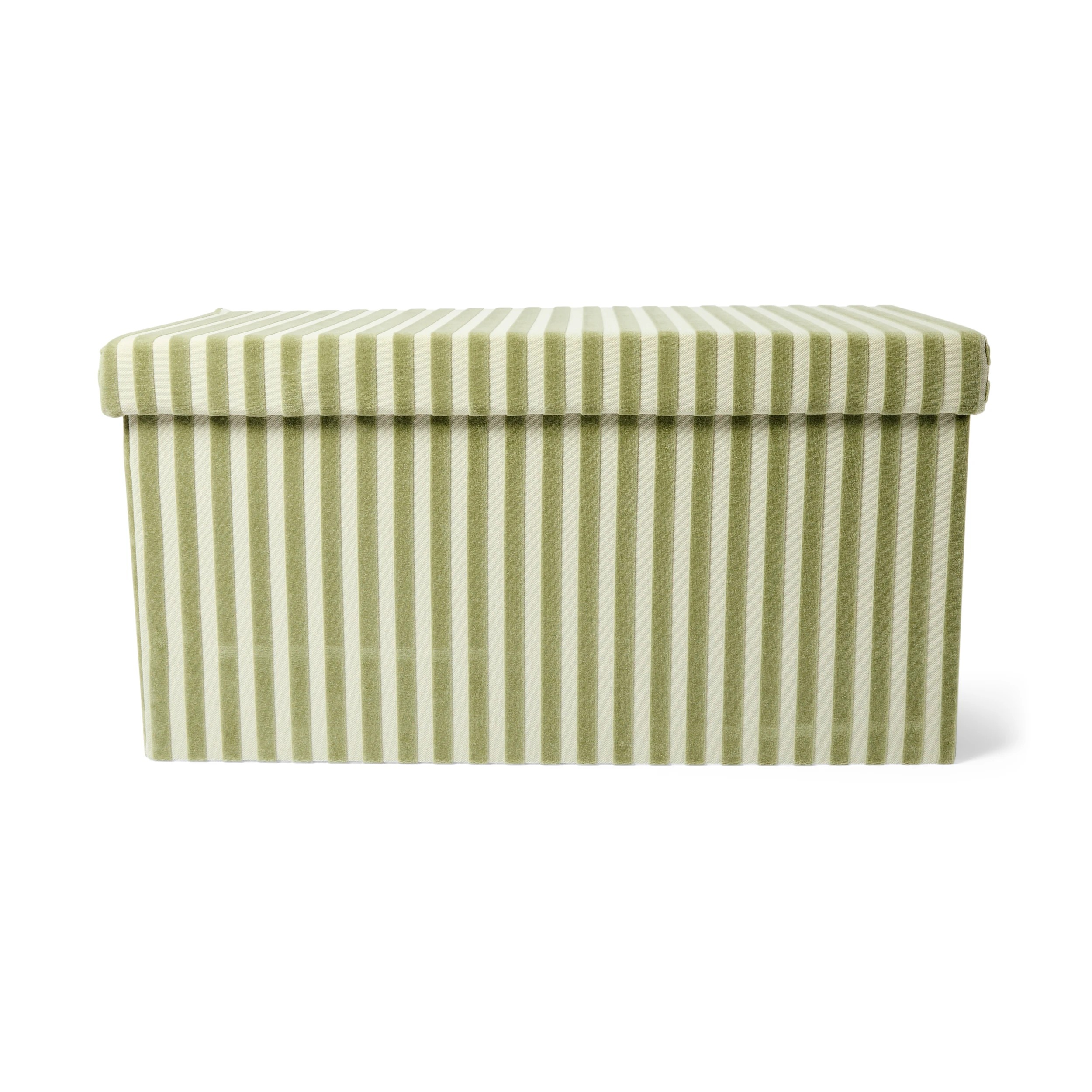 4 Rectangle Storage Ottoman - Green Stripe, 4 of 10